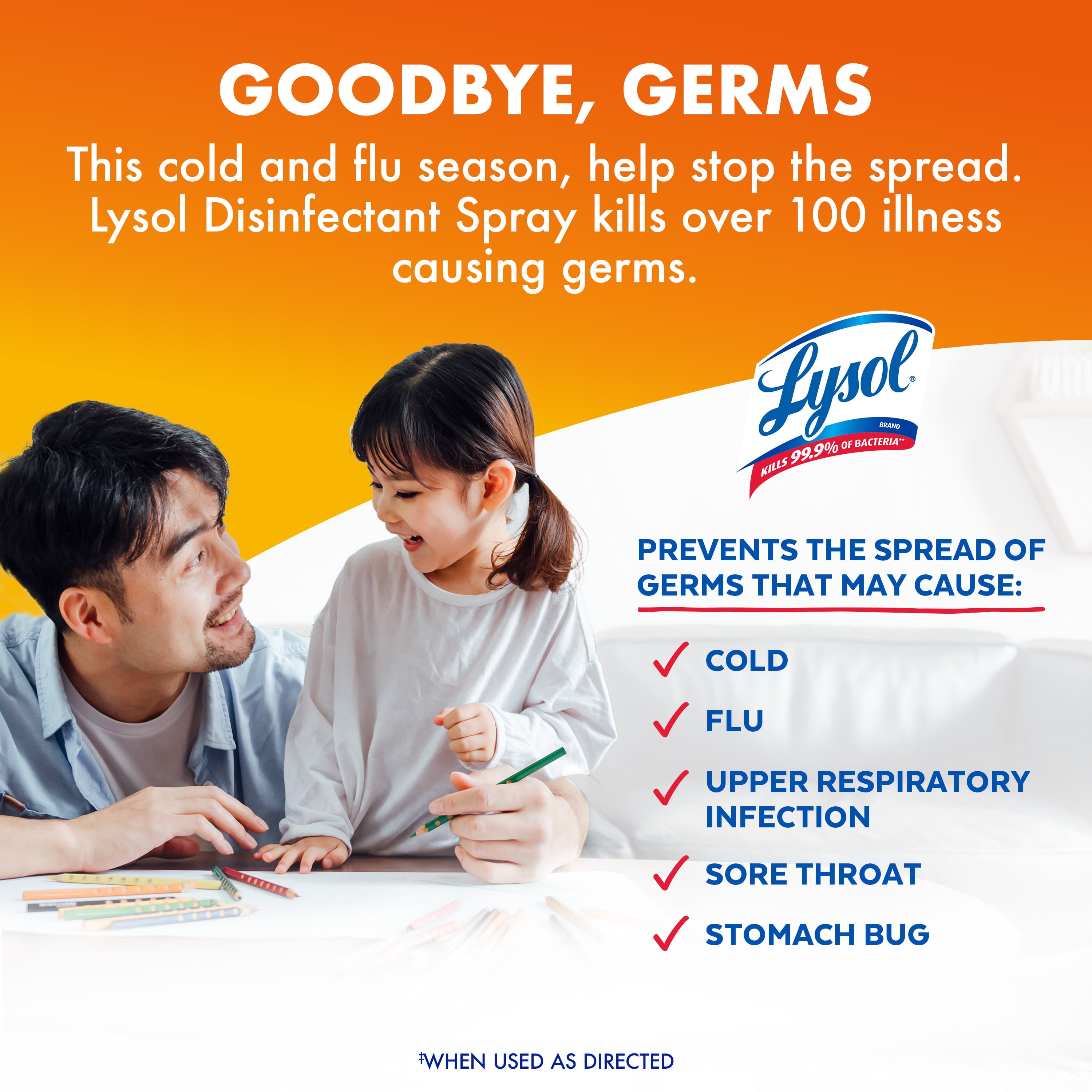 Lysol Brand New Day Disinfectant Spray, Antibacterial Surface Sanitizer and Deodorizer, Mango & Hibiscus (6 Pack, 19 oz) t6185