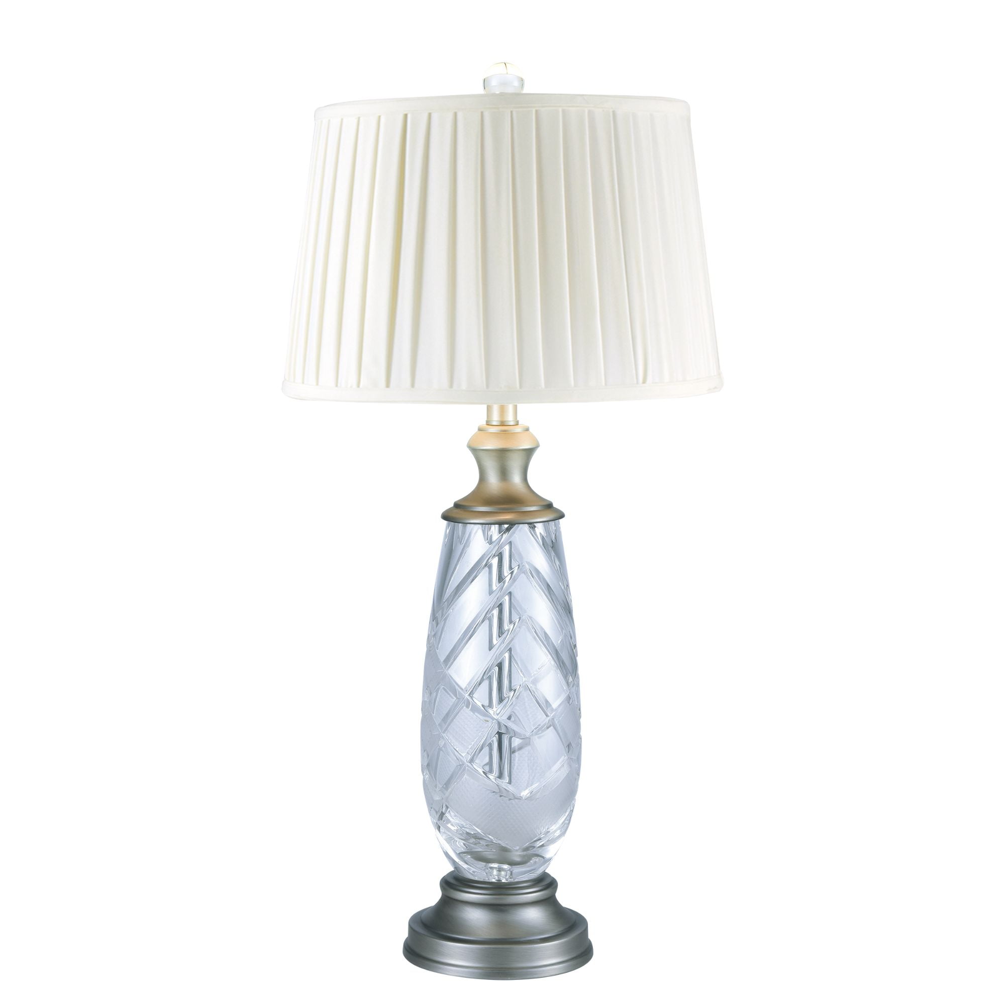 Art Glass Ensembles Lake Butler Crystal Table Lamp with Drum Shade (Antique Nickel, 29.5 in) ic35y