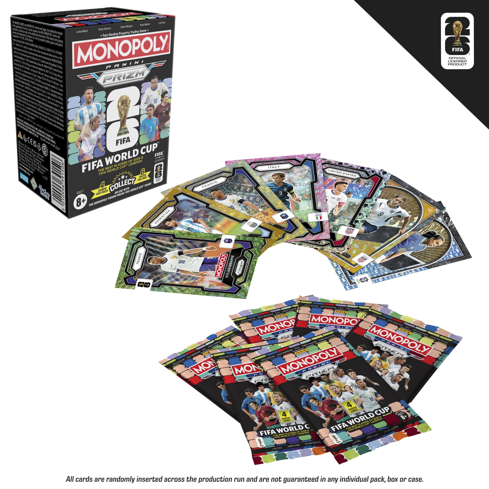 Monopoly Panini Prizm FIFA World Cup 2026 Board Game with Exclusive Trading Cards (16-Card Pack) uchwi