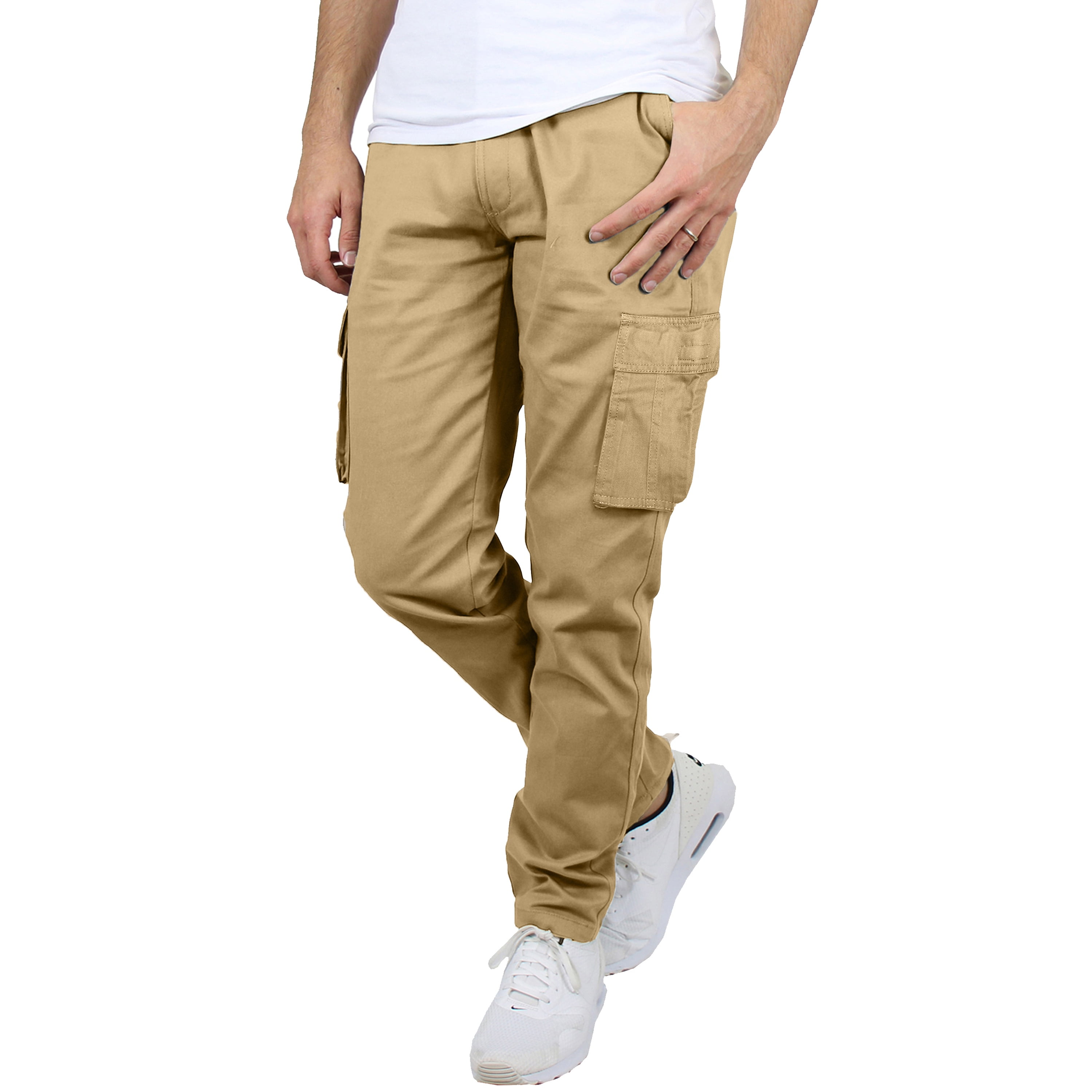 Galaxy by Harvic Men's Cotton Flex Stretch Classic Cargo Pants (Khaki, 32x30) otr0d