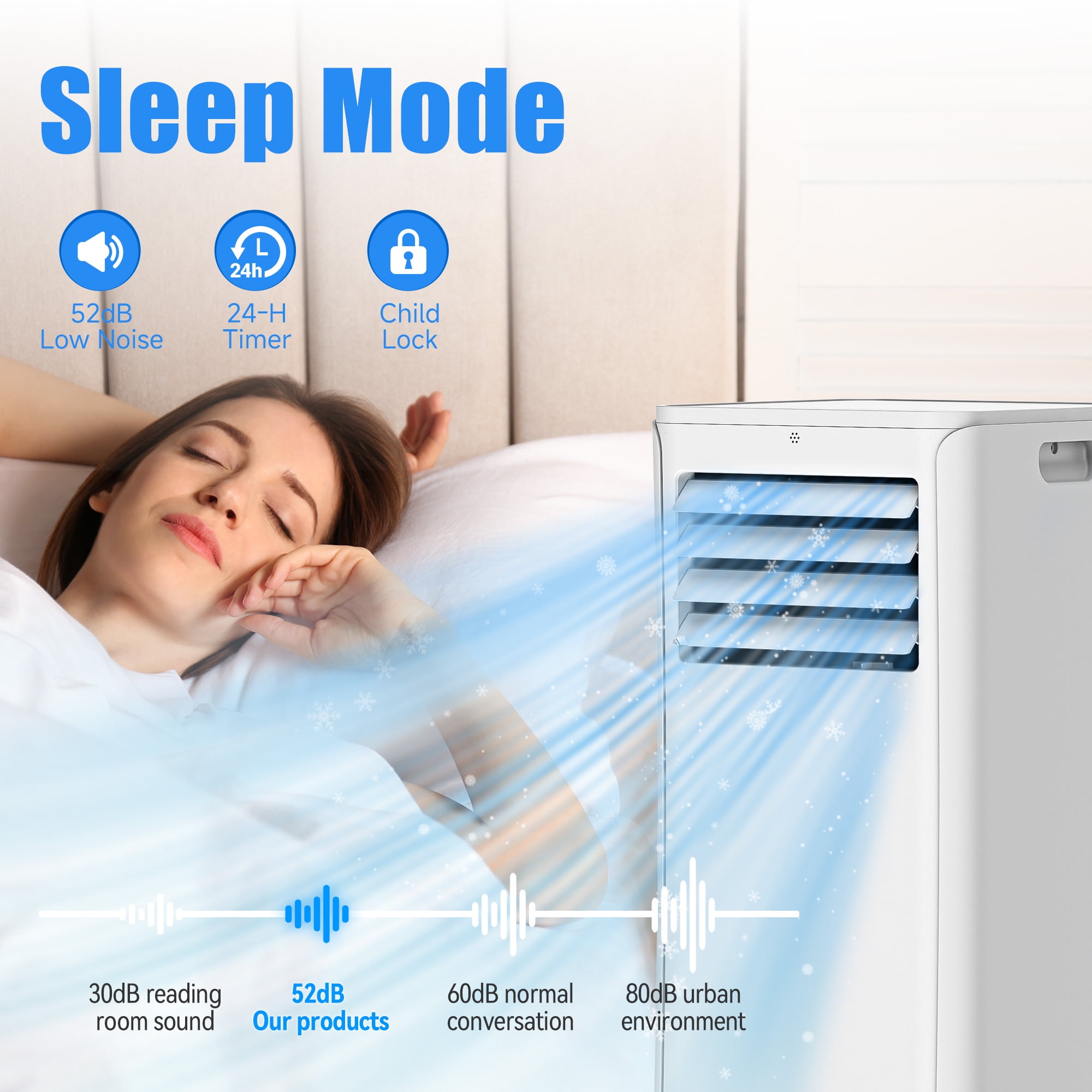 Tolsprint Portable Air Conditioner, 3-in-1 Cooling Dehumidifier and Fan with Remote Control (White, 8500 BTU) s4wlx
