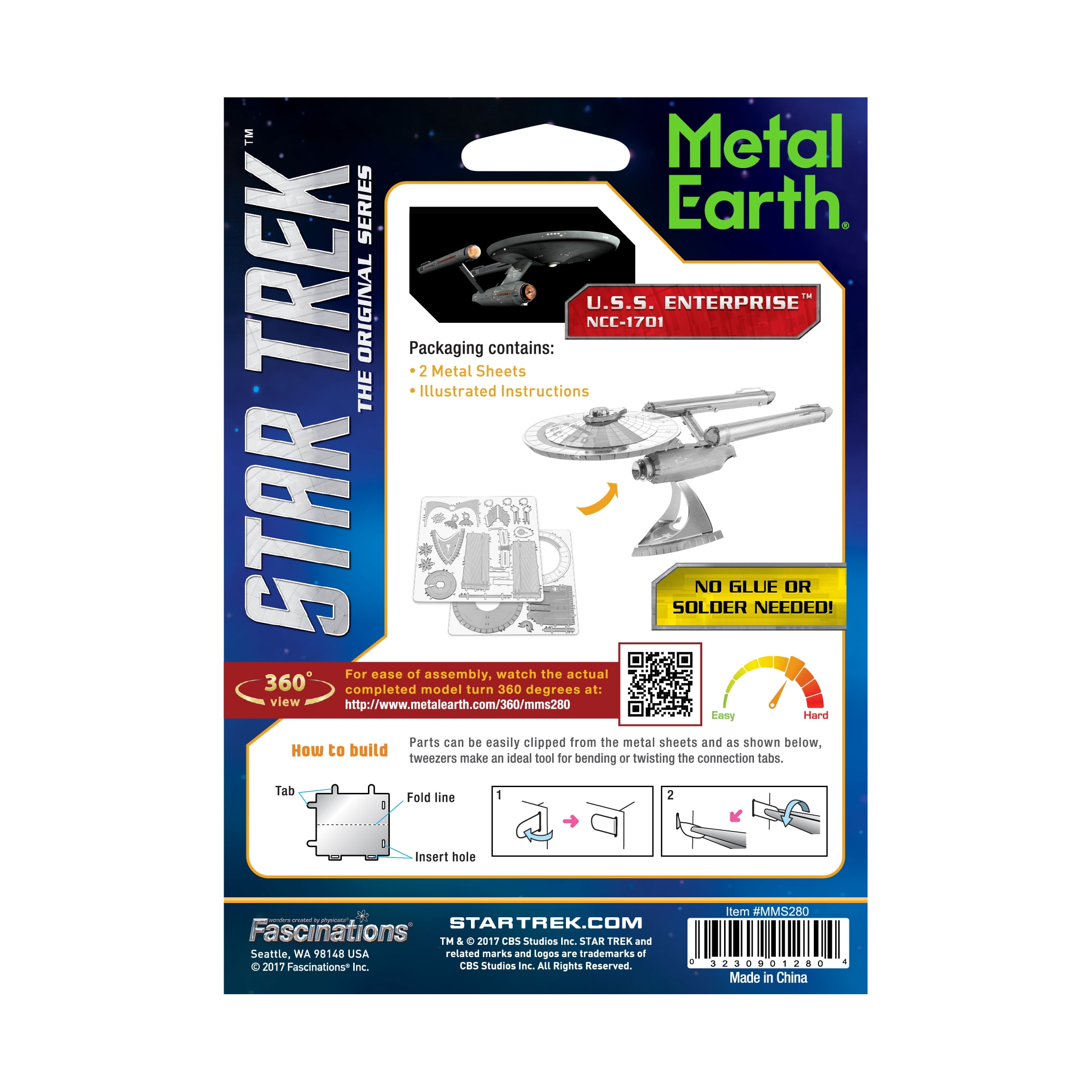 Fascinations Metal Earth 3D Metal Model Kit Star Trek U.S.S. Enterprise NCC-1701 (Silver, Small) 5cjln