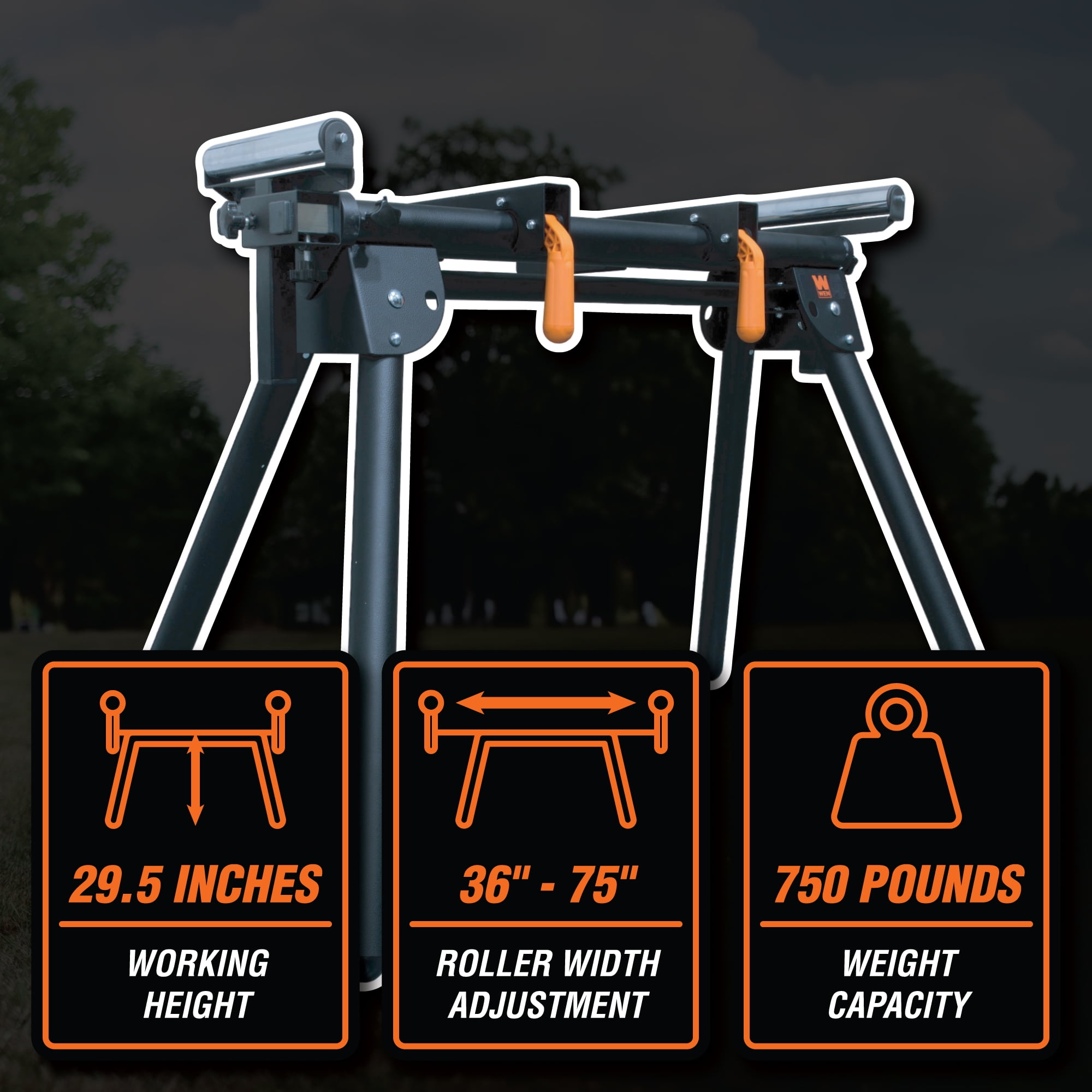 WEN Miter Saw Stand with Quick-Release Brackets and Adjustable Support Arms (750 lb Capacity) 2g5kf