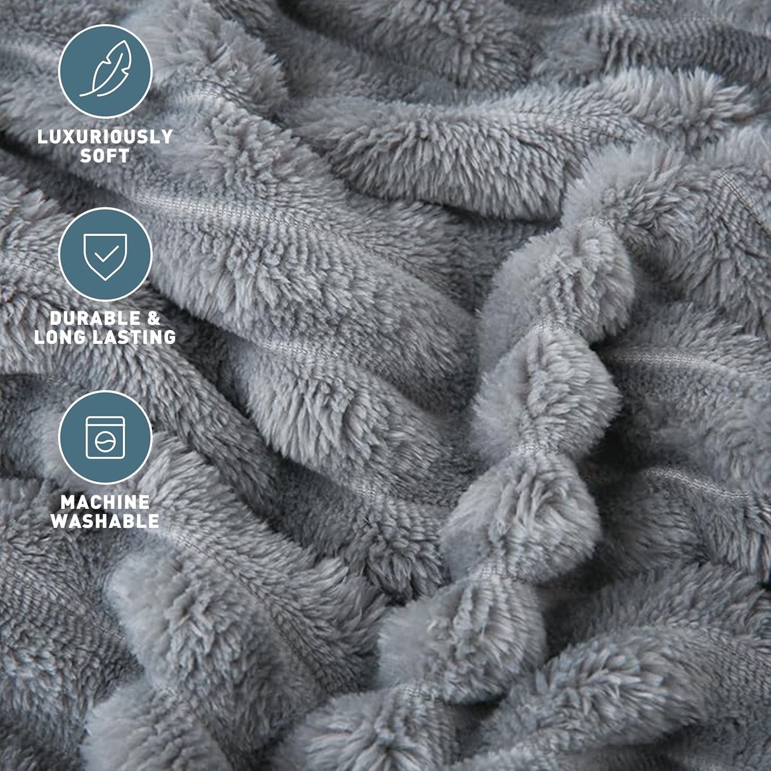 Cshidworld Plush Throw Blanket, Extra Soft Ribbed Fuzzy Bed and Sofa Throw (Gray, 50x60 in) 1amln