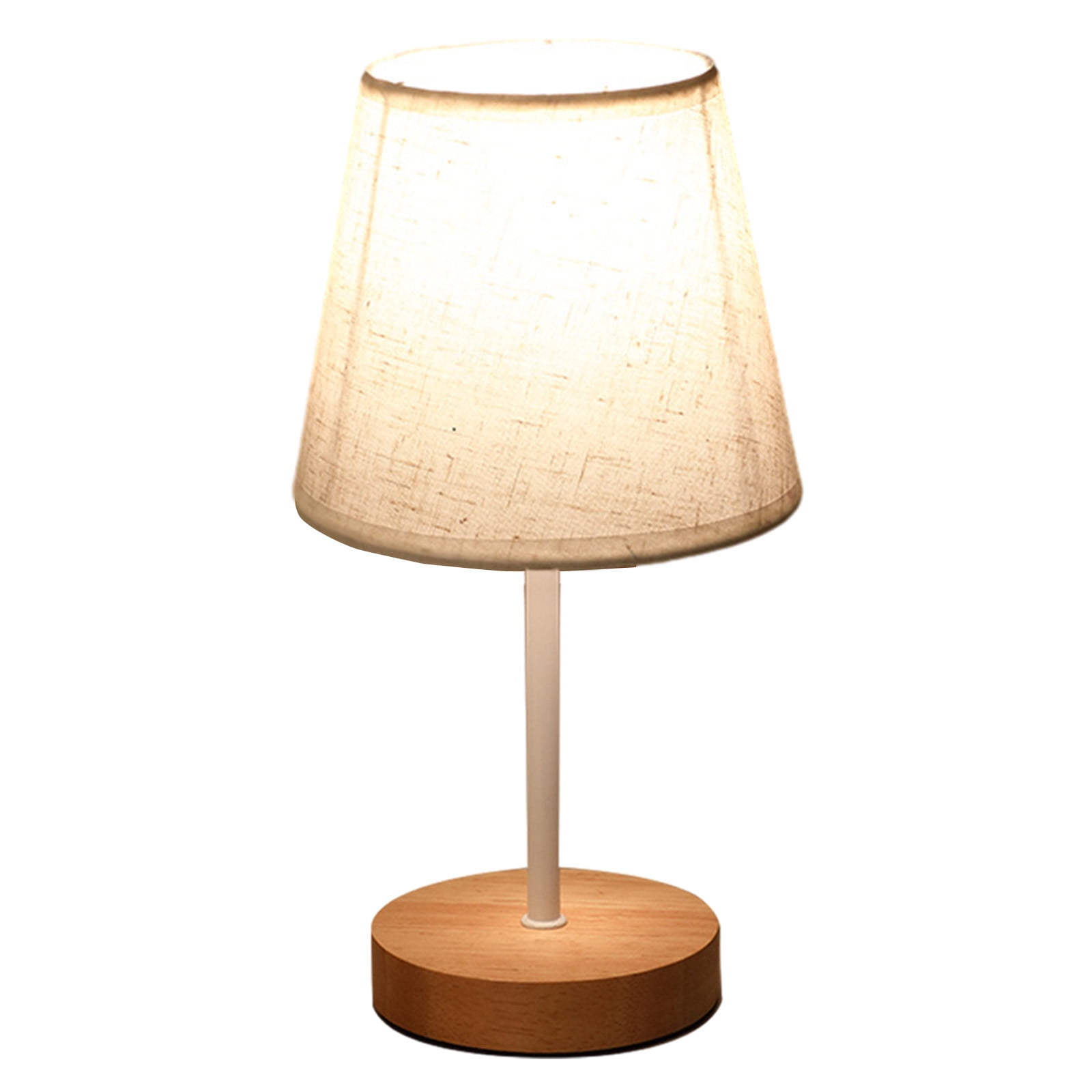Ikohbadg Minimalist Bedside Table Lamp, Modern Nightstand Desk Light with Fabric Linen Shade (Beige, 14 in Height) xnn5i