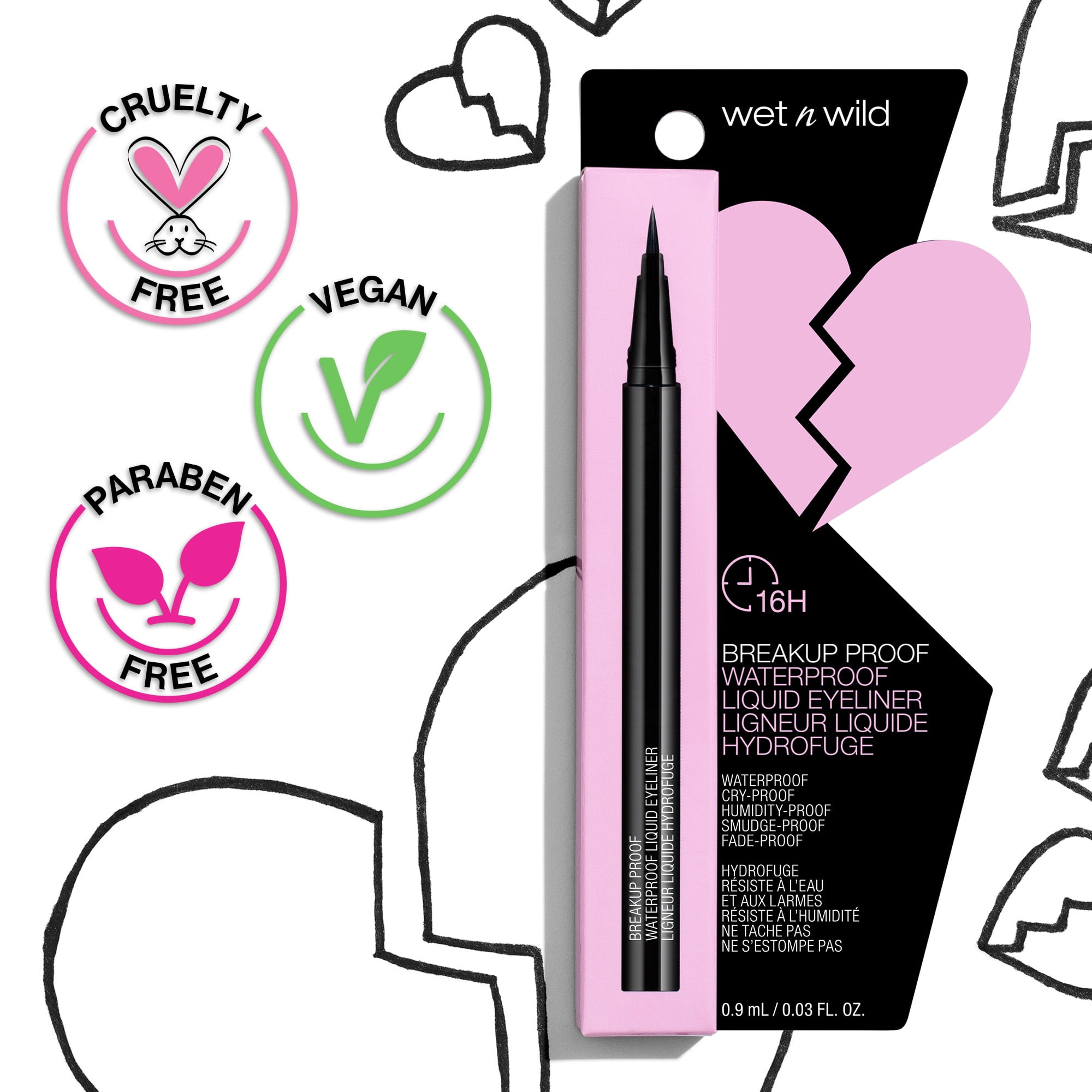 Wet n Wild Mega Last Breakup-Proof Liquid Eyeliner, Waterproof Precision Tip (Black, 0.02 fl oz) ctbvj