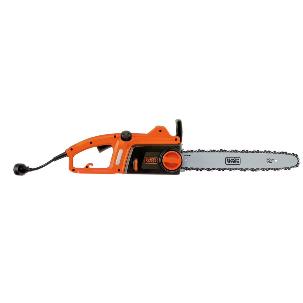 BLACK+DECKER 16 in 12 Amp Corded Electric Chainsaw with Tool-Free Tensioning (Black, 10 lb) udko7