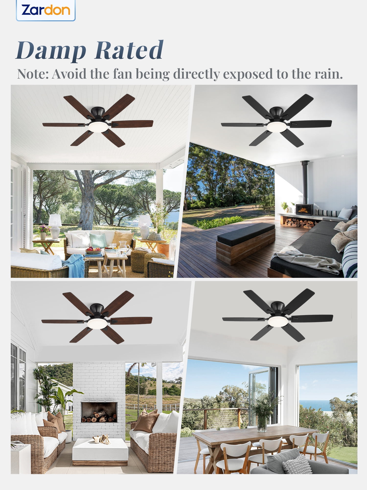 Lokivas 52in Ceiling Fan with Light, Modern 6-Speed Remote Control Reversible Motor for Bedroom and Living Room (Black, 52 in) ecuk3