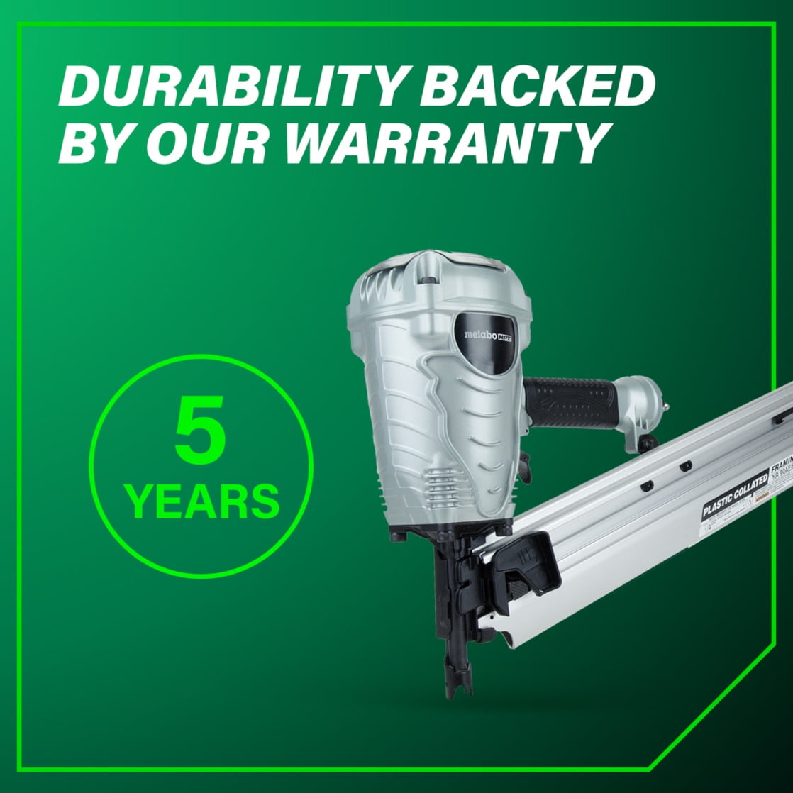 Metabo HPT Pneumatic Framing Nailer (21-Degree, 7.5 lb, 2 in to 3.5 in Fastener Capacity) 3e7mv