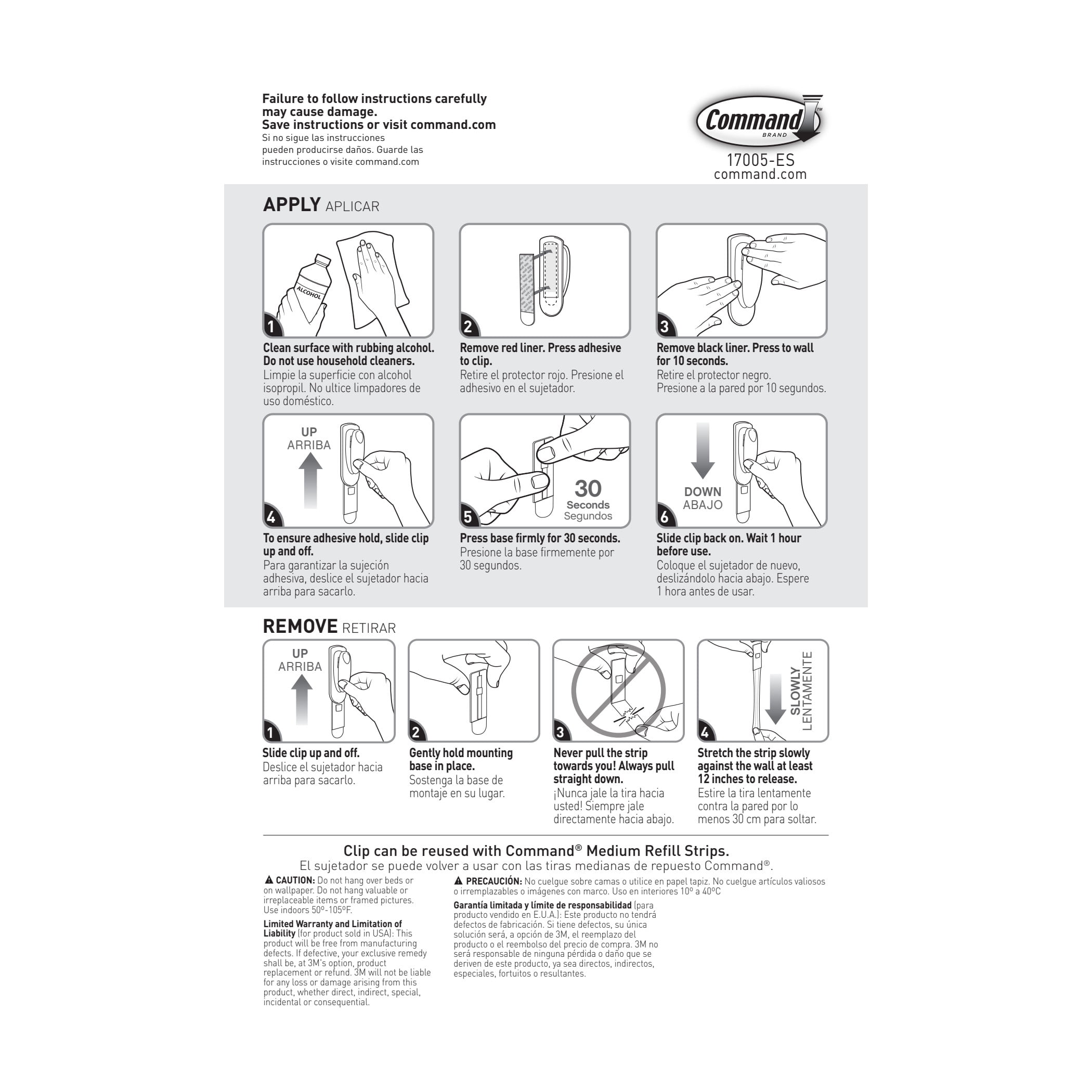 Command Spring Clip Wall Organizer for Kitchen and Home (White, 1 Pack) 3oeyk