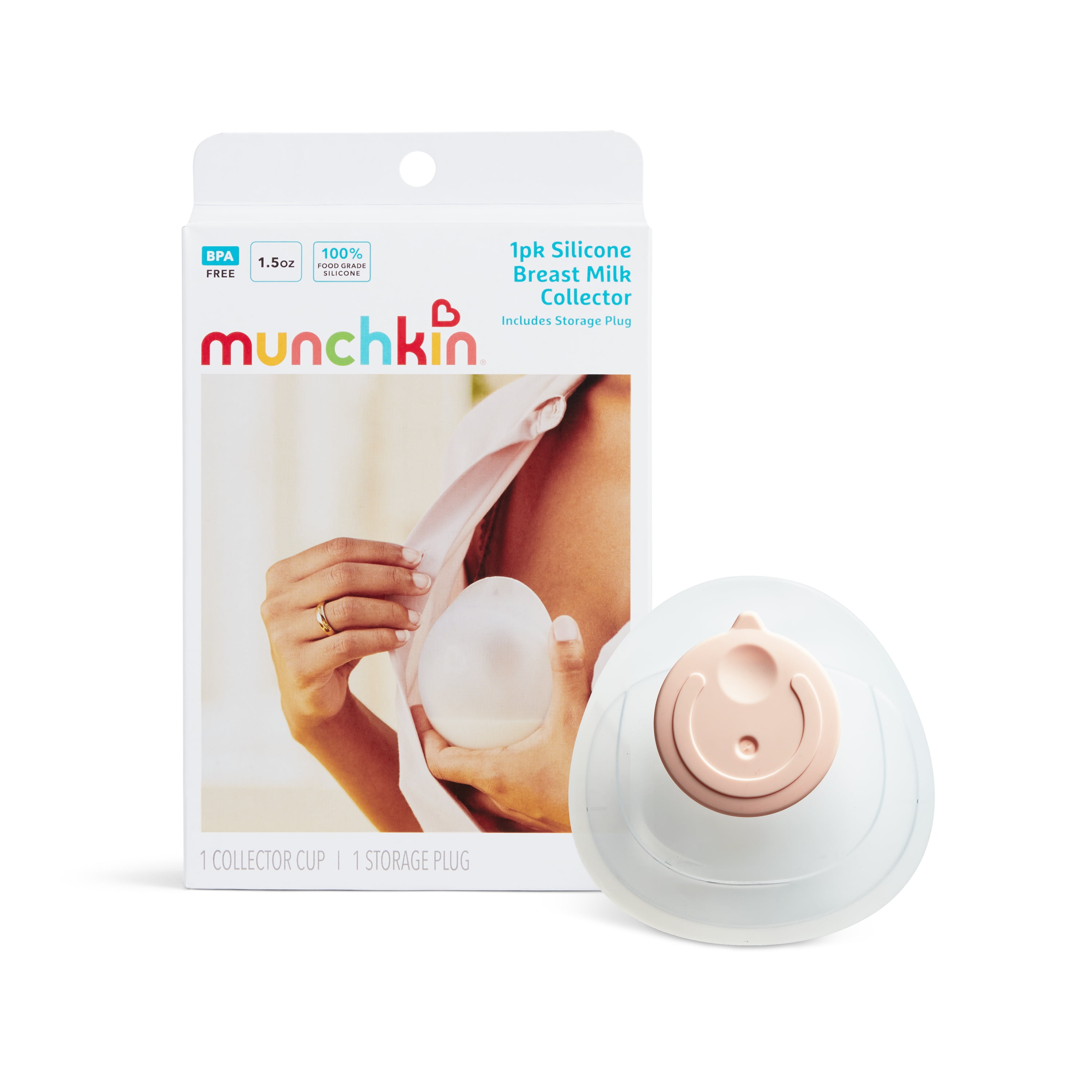 Munchkin Breast Milk Wearable Silicone Collector Cup (Clear, 1.5 oz) 6vb9o