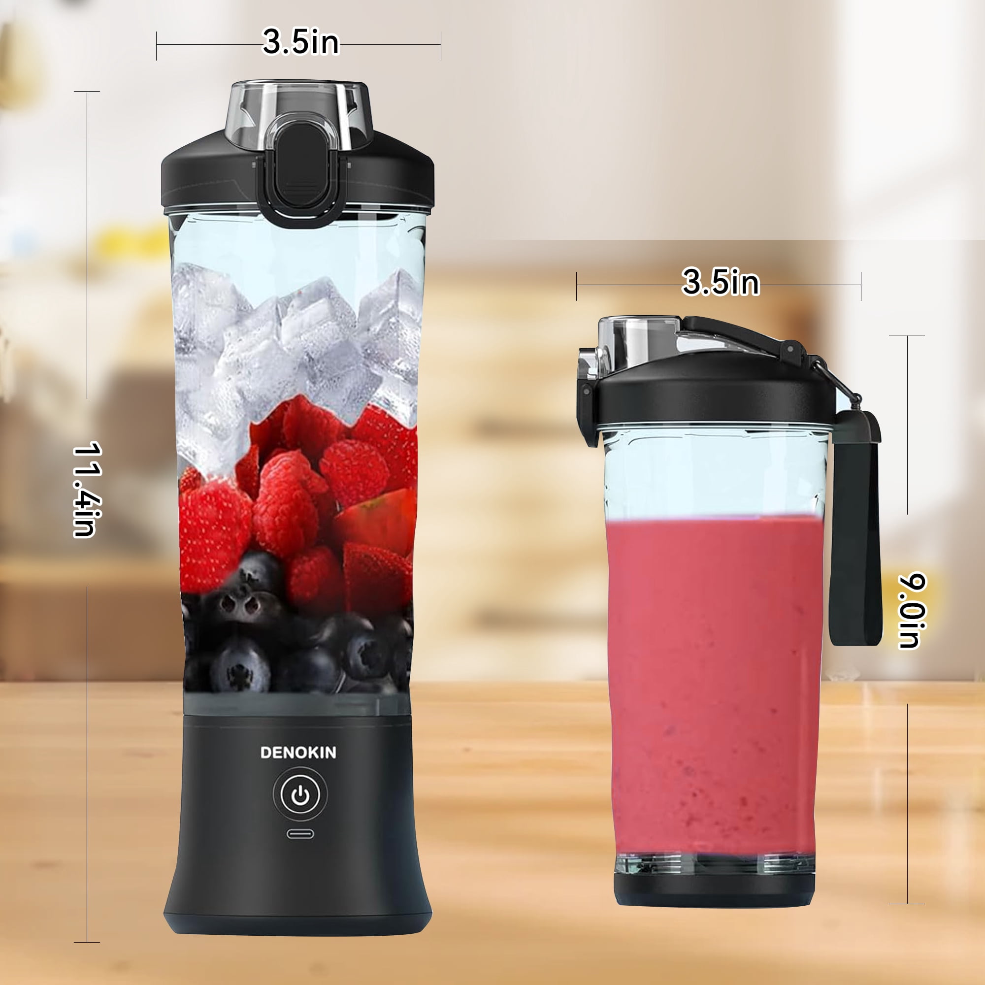ORFELD Personal Portable Blender for Shakes and Smoothies, Rechargeable Cordless Smoothie Maker (20 oz) 53z78