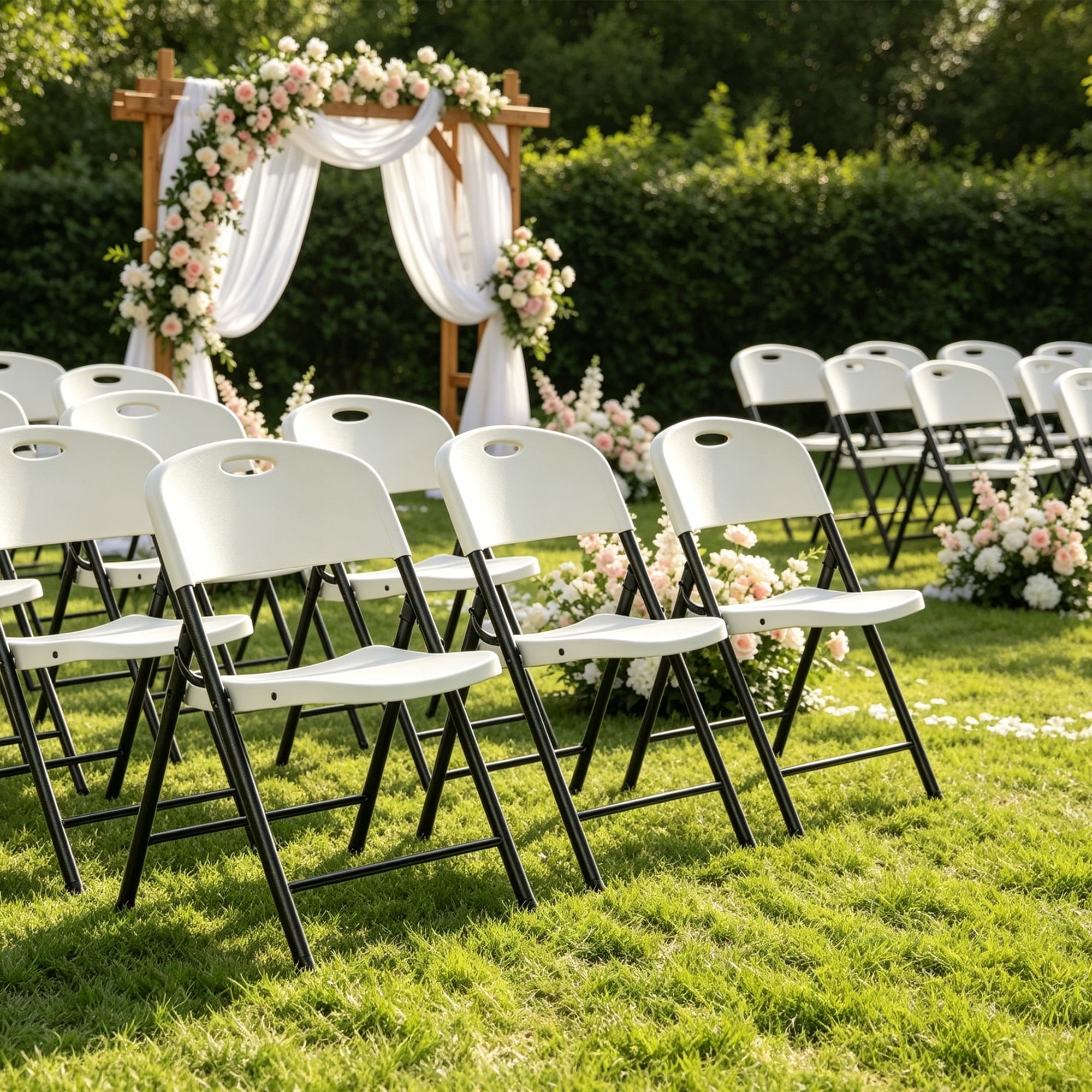 Mainstays Premium Heavy Duty Resin Folding Chair (White, 6-Pack) ohqr8