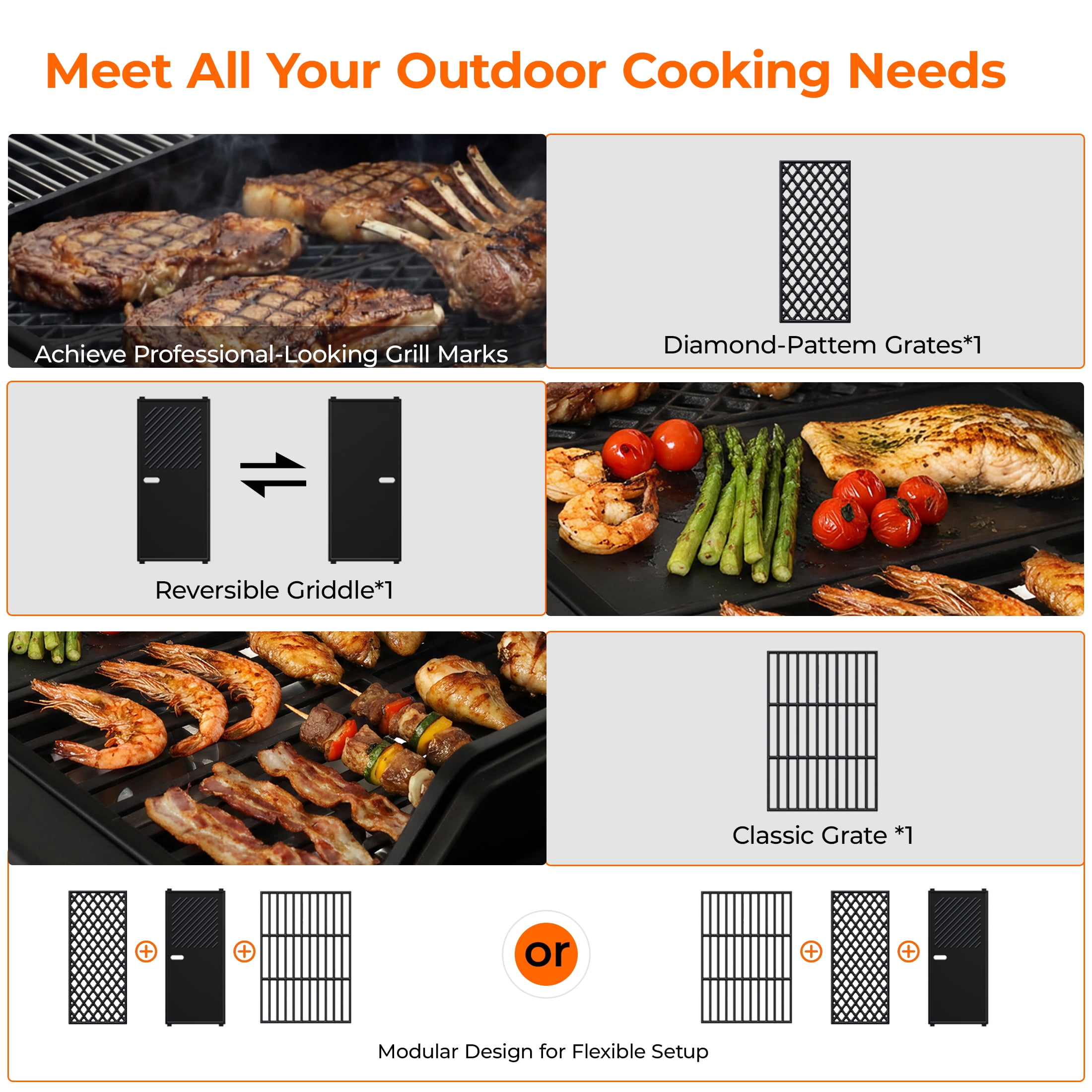 Flintex 4-Burner Propane Gas Grill with Infrared Side Burner, Diamond Grates & Griddle (494 sq. in. Cooking Area) km3tc