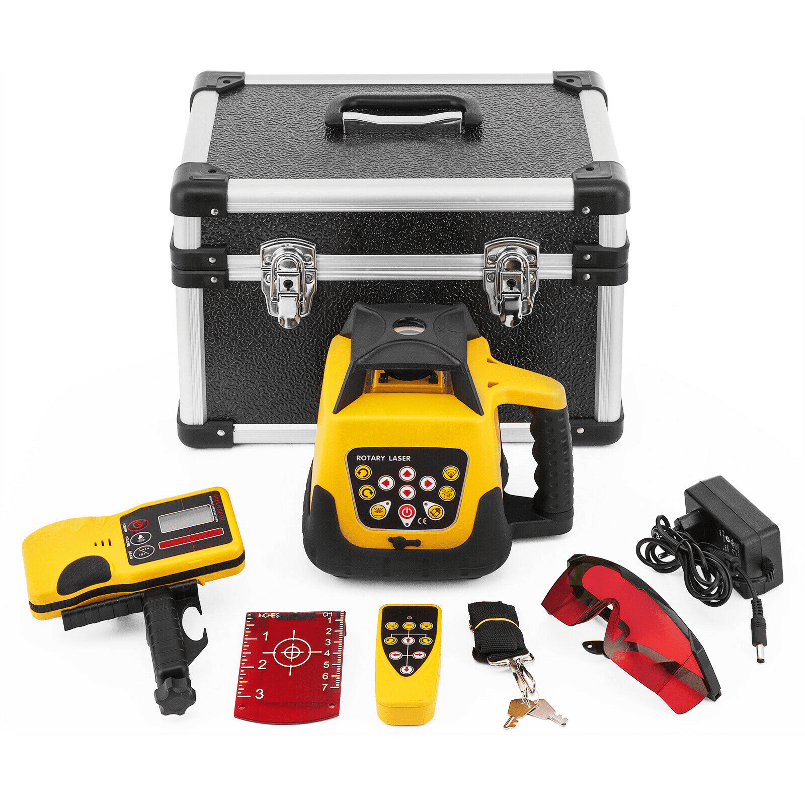 SIHAO Self-Leveling Rotary Laser Level Kit, 360-Degree Horizontal Vertical Transit with Tripod & 16.4 ft Staff (Red, 1640 ft Range) 845l9