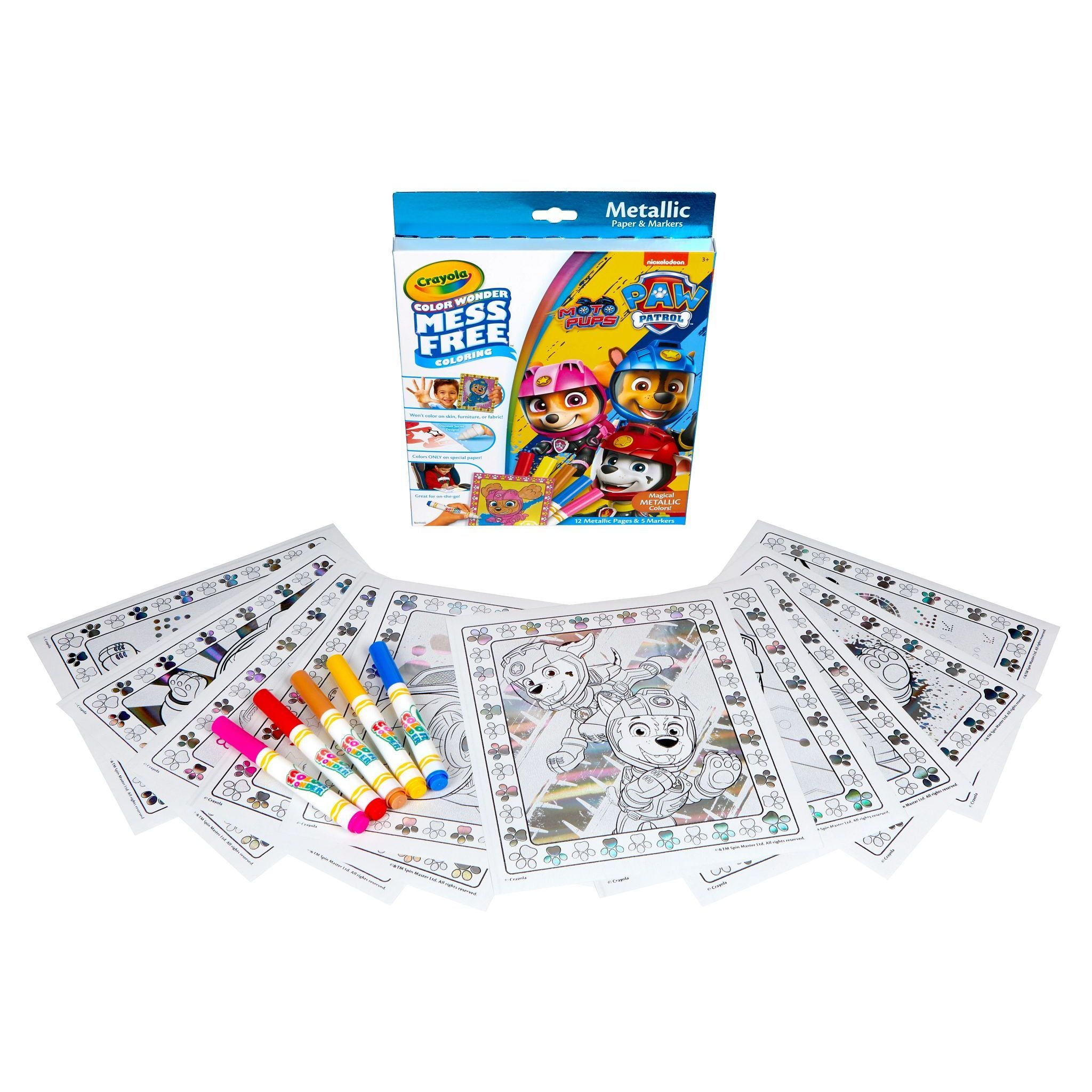 Crayola Paw Patrol Color Wonder Metallic Mess Free Coloring Set (12 Pages, 5 Markers) 6t7mt