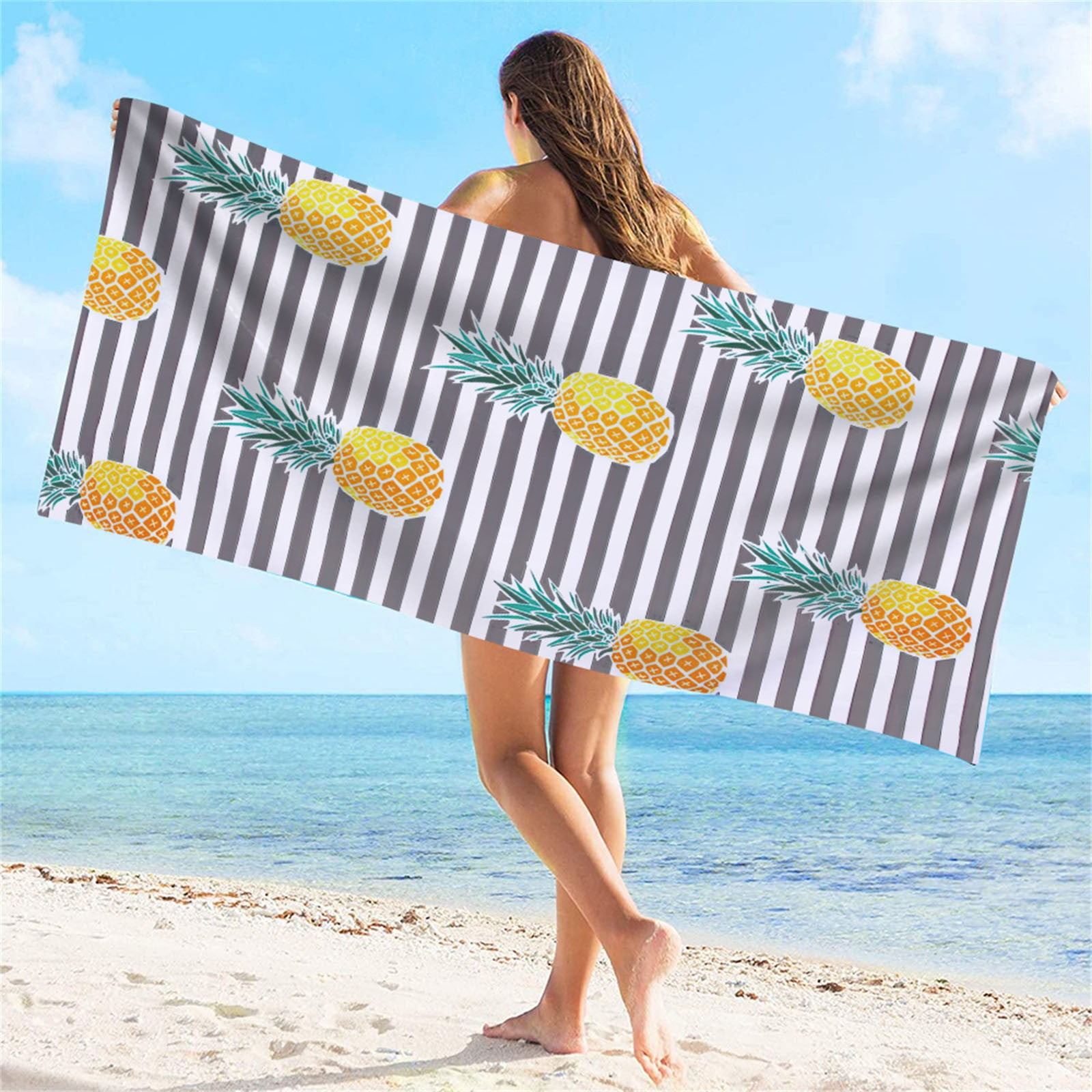 Suncoda Microfiber Beach Towel, Sandproof Quick-Dry Bath Towel for Travel and Pool (Colorful, 27 in x 59 in) 6if4w