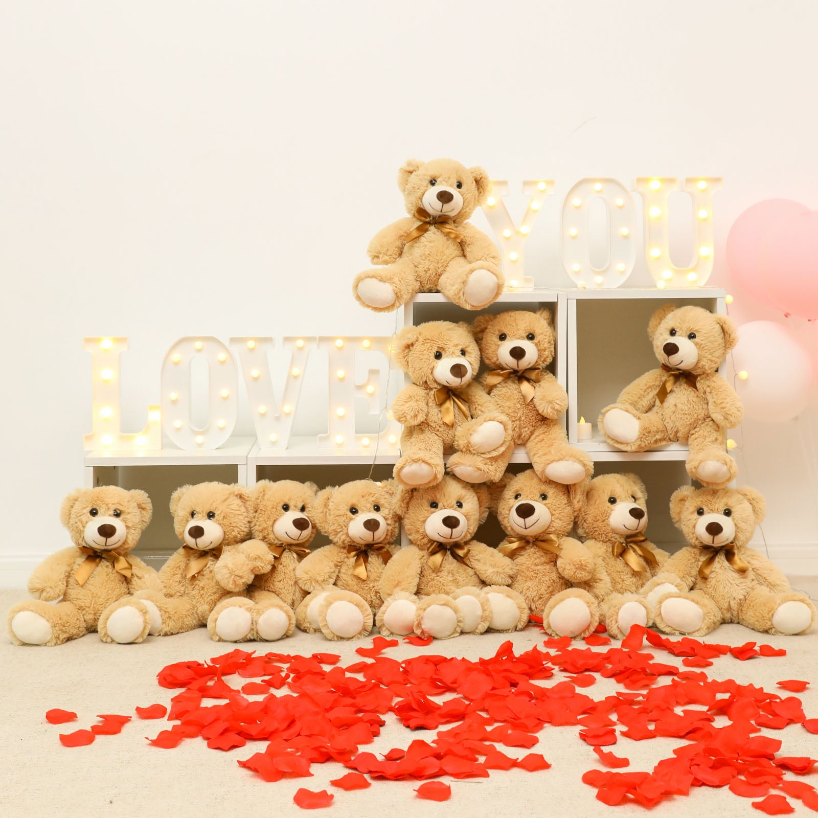 MaoGoLan 14 in Teddy Bear Stuffed Animals Bulk Plush Toy Set (Brown, 12 Pack) 9gu19