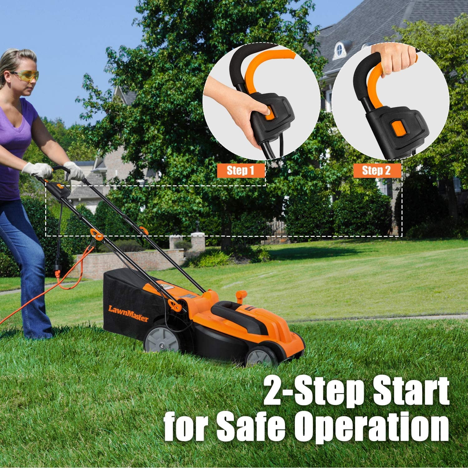LawnMaster MEB1114K Electric Corded Lawn Mower, 11AMP High-Performance Motor, 15-Inch Cutting Deck (15 in) s1l5k