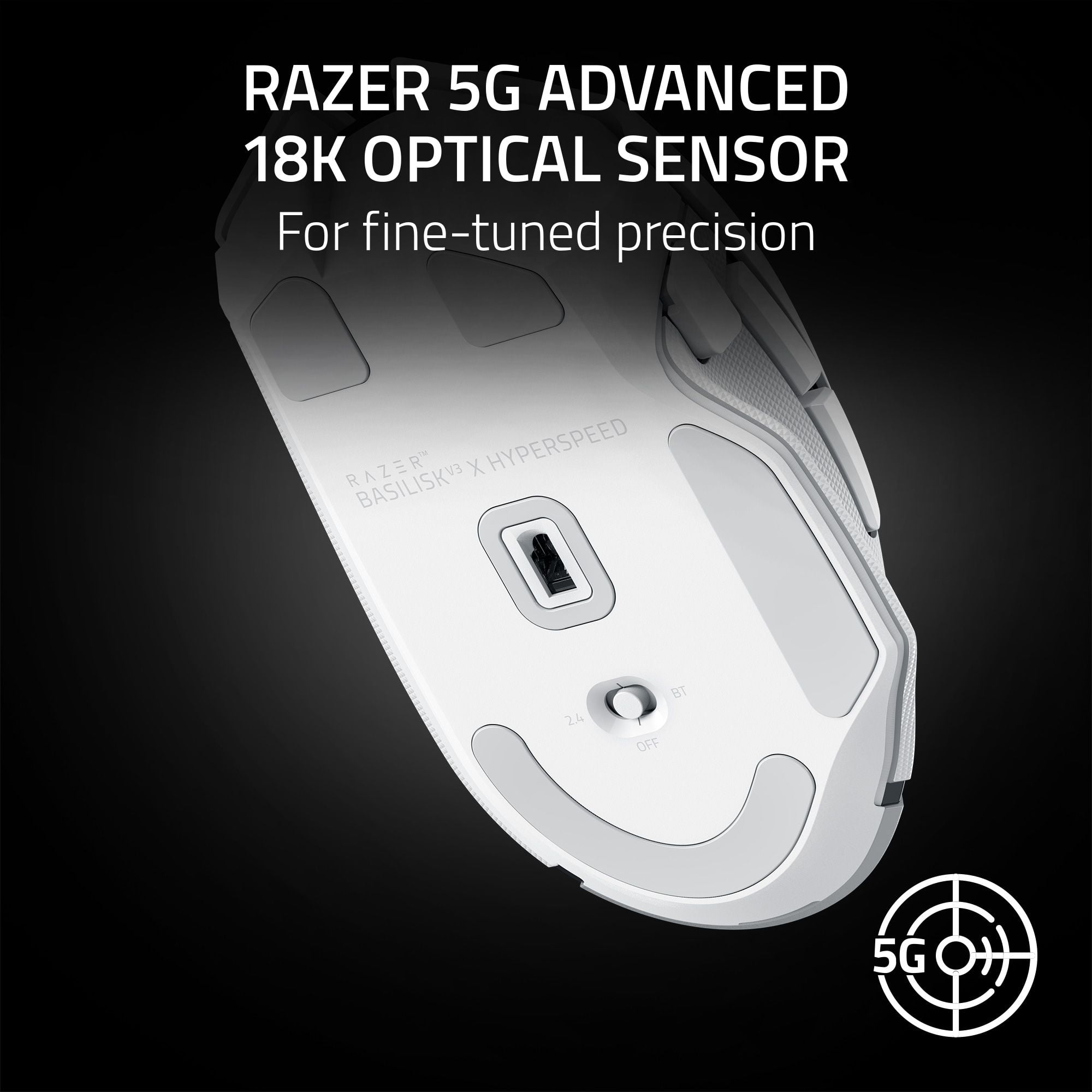 Razer Basilisk V3 X HyperSpeed Wireless Gaming Mouse, Ergonomic PC Gaming Mouse with Chroma RGB (White) bozym