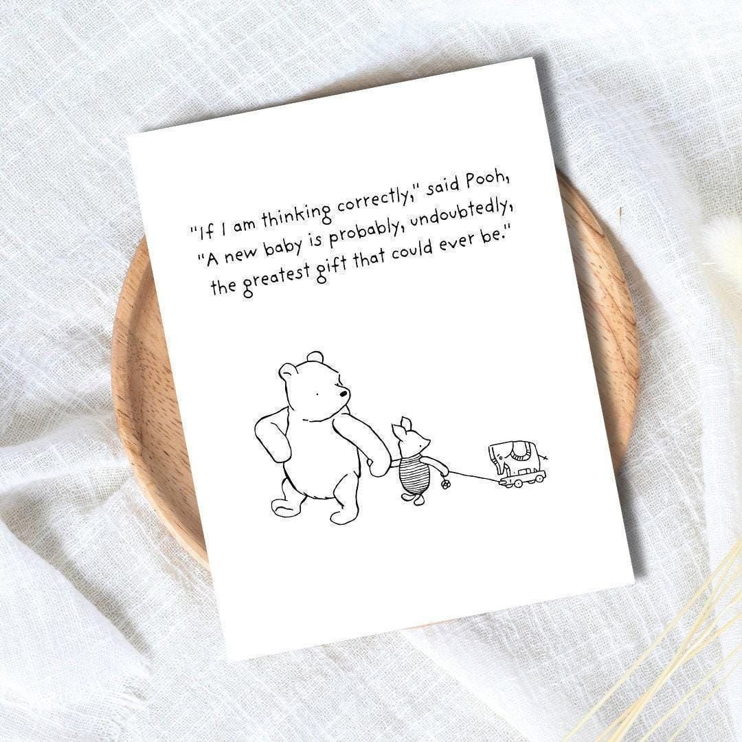 Gen Bigbottle Winnie the Pooh Baby Greeting Card (White, 5 in x 7 in) 1g3rz