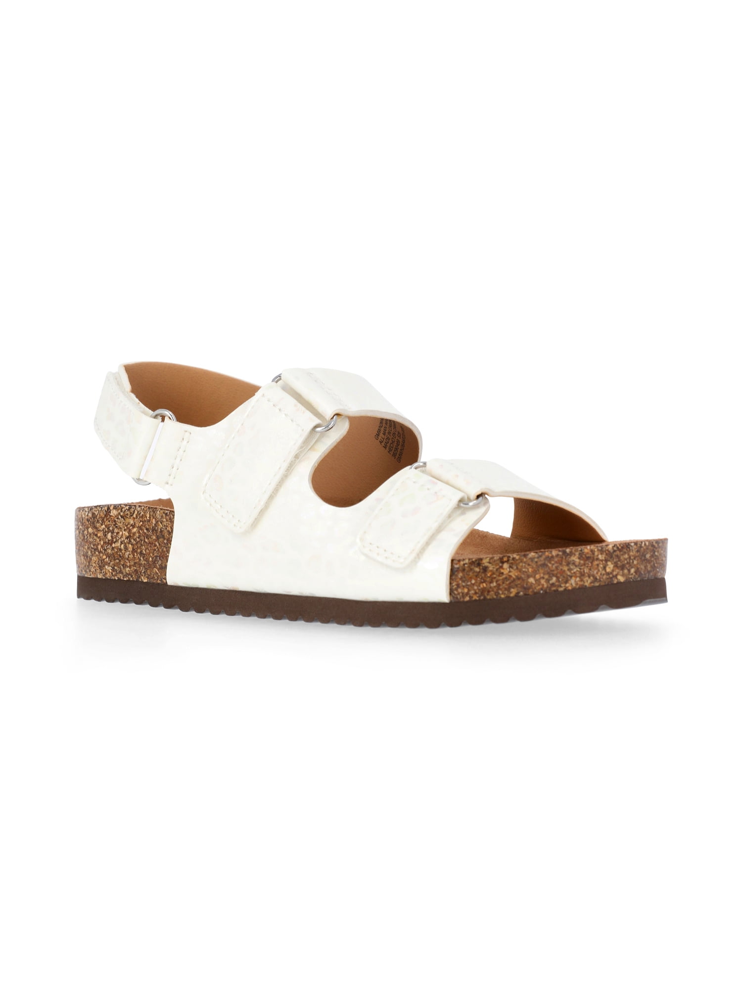 Wonder Nation Girls' Double Buckle Footbed Sandals (White, 13 Little Kid) b5248