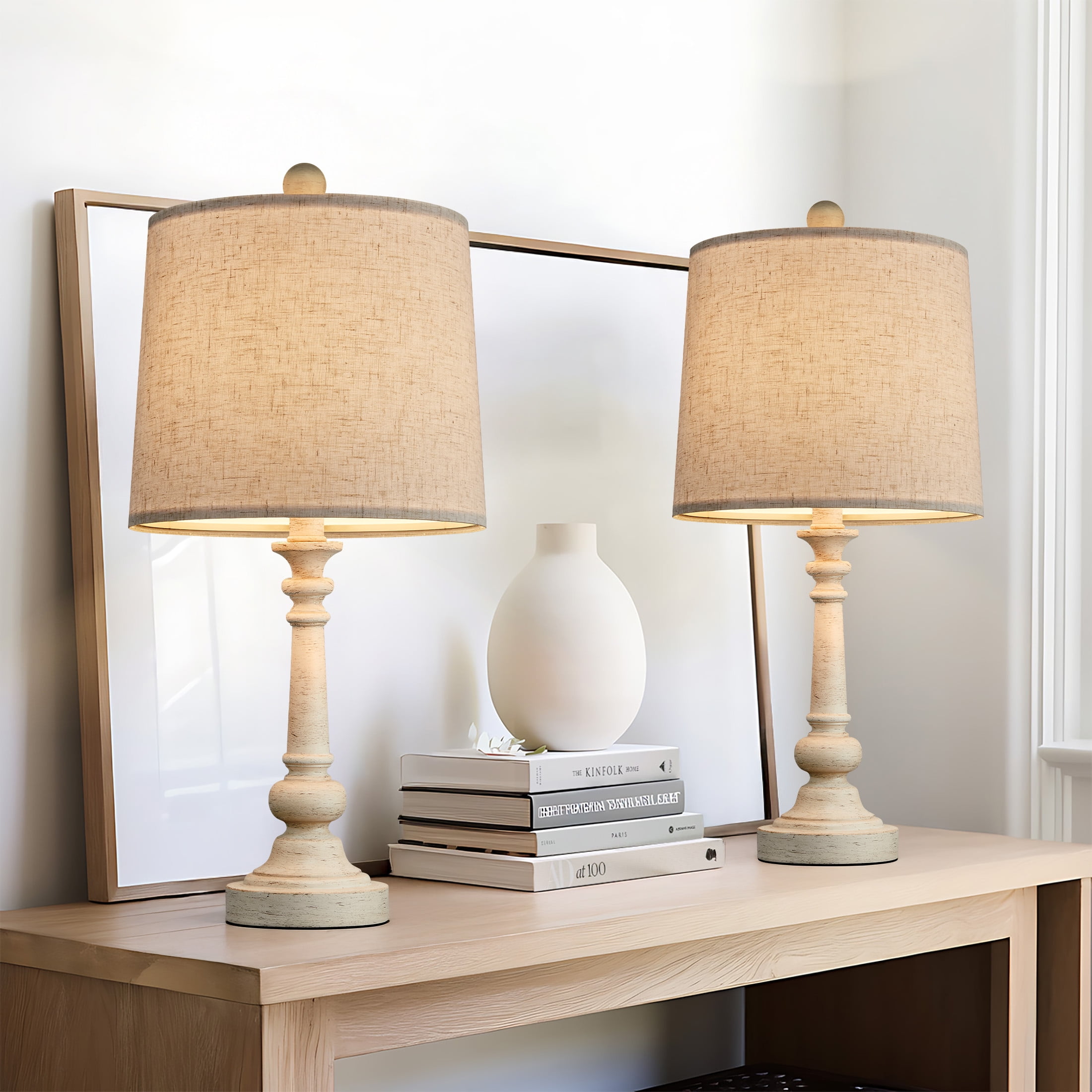 Oneach Retro Farmhouse Table Lamp Set (2-Pack, 20.25 in) y1pte