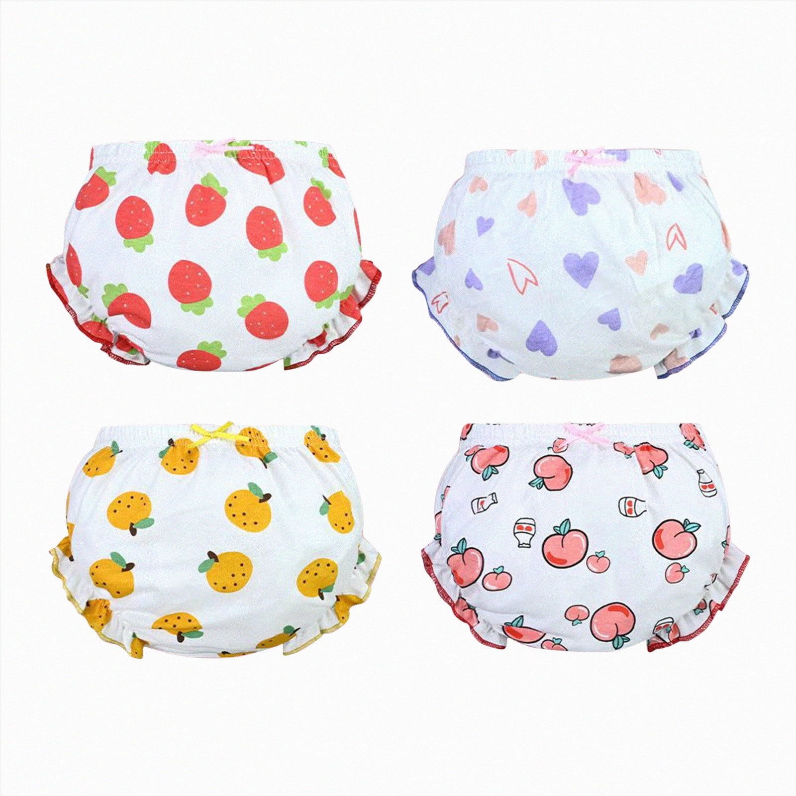 Splozh Toddler Girls Potty Training Underwear Organic Cotton Ruffled Briefs (Fruit Print, 4-Pack, 1-2 Years) c9uqs