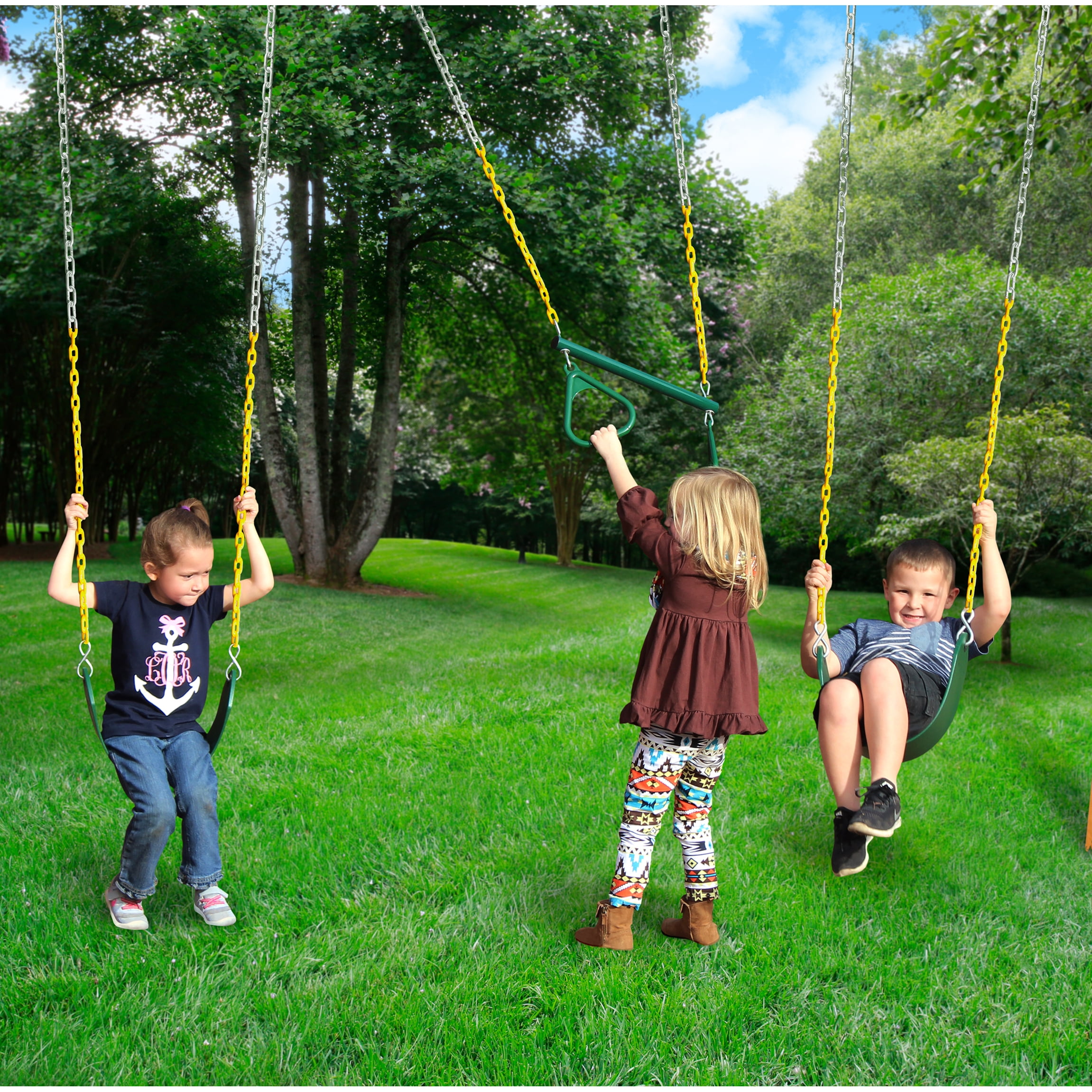 Gorilla Playsets Avalon Swing Set with Vinyl Canopy, Monkey Bars, Climbing Wall and Wave Slide (Amber, 800 lb Capacity) 1pj45