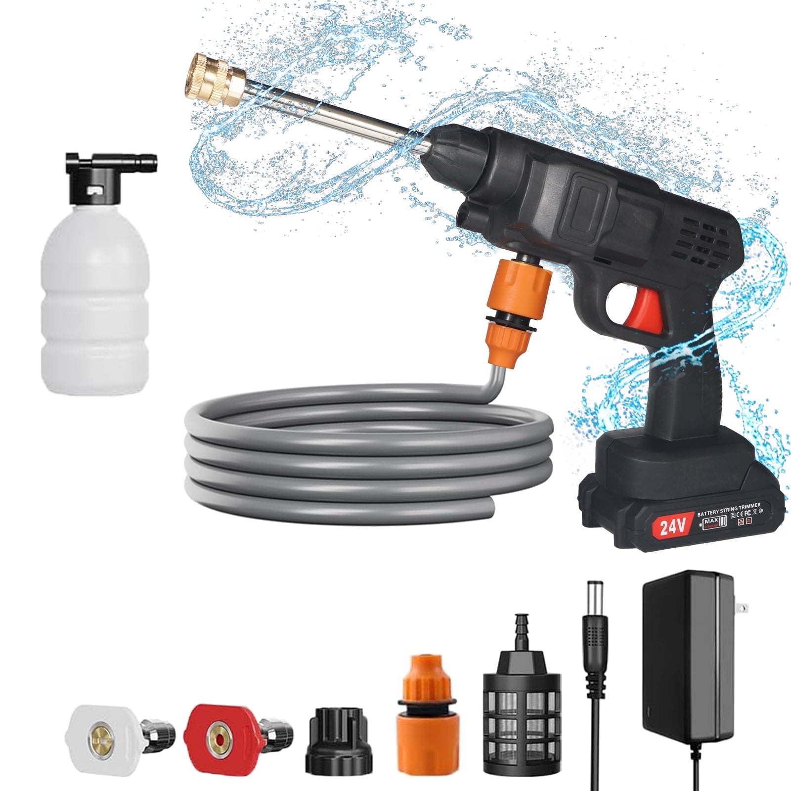 Paddsun Cordless Pressure Washer, Portable High-Pressure Water Spray Gun for Car Cleaning (2 Batteries) lmb4i
