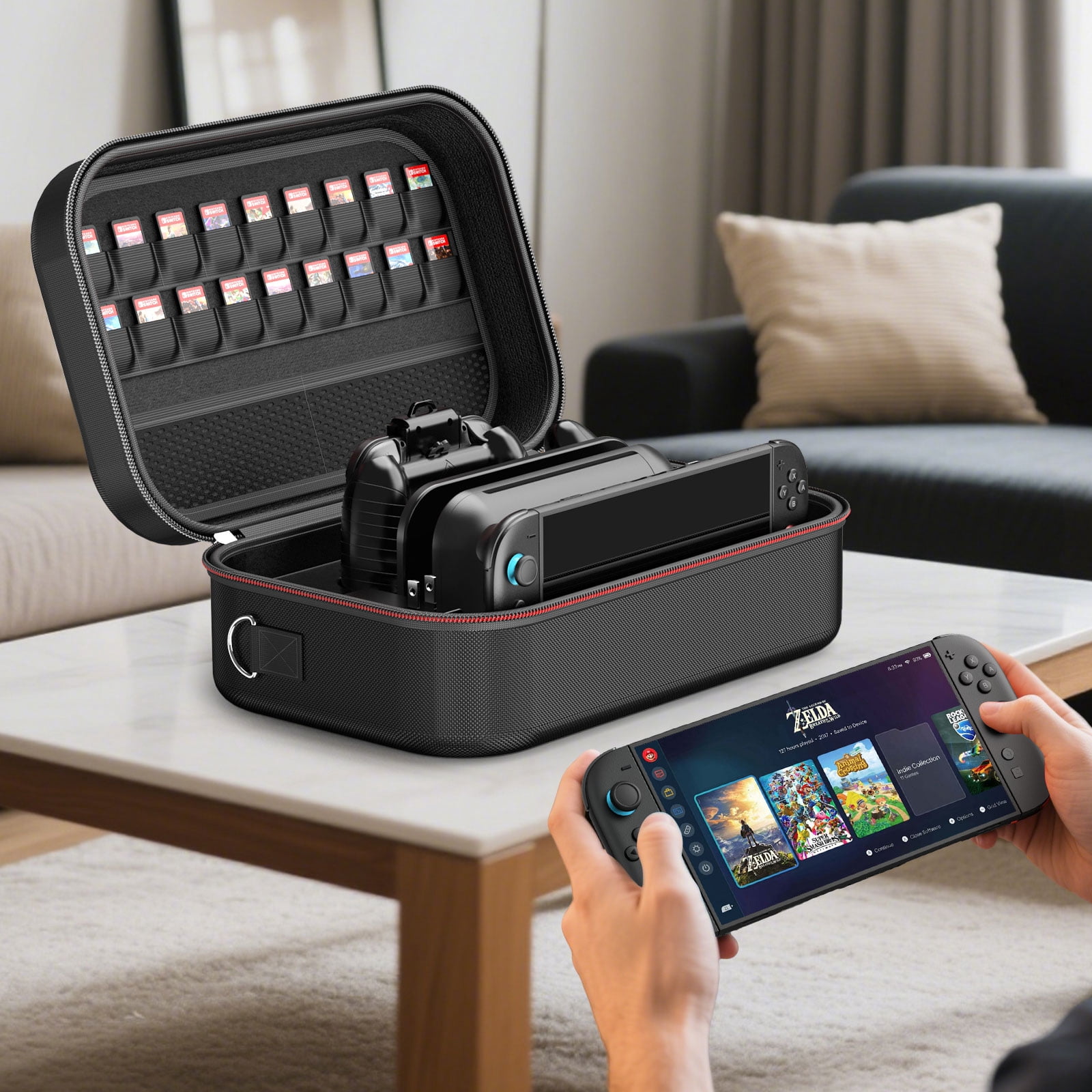HEYSTOP Carrying Storage Case for Nintendo Switch 2 (Protective Travel Bag, 18 Game Cartridge Slots, Black) y06xw