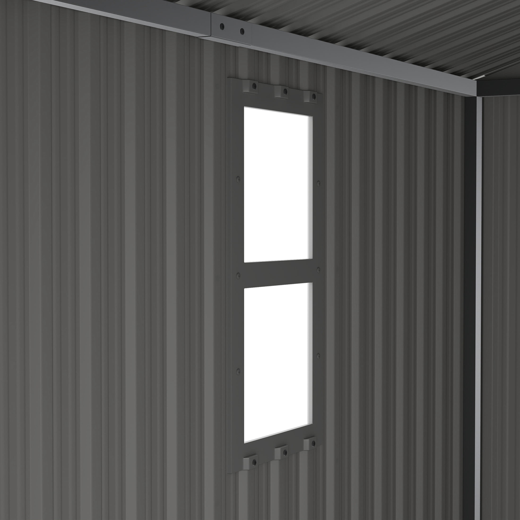 Noble House Outdoor Storage Shed with Daylight Windows and Lockable Doors (White, 8 ft x 8 ft) 4rb9c