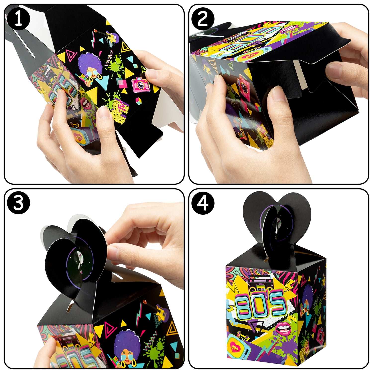 Haooryx 80s Retro Candy Gift Box Party Favor Containers (18 Pack, 3.2x3.2x3.9 in) tmzcr
