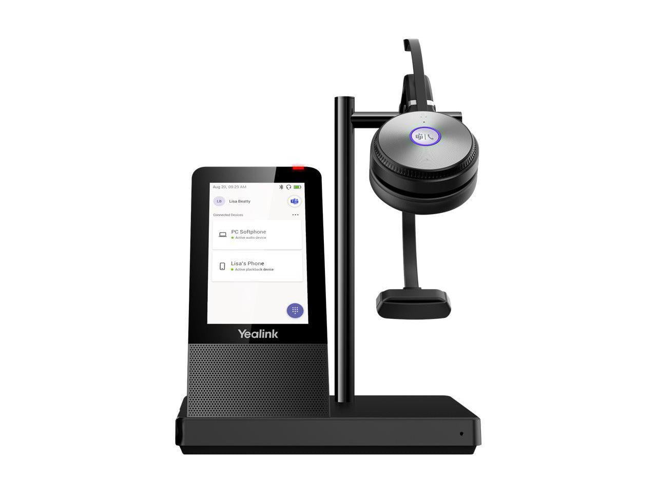 Yealink WH66 Mono Wireless Headset with Touch Screen Base and Charging Station (Teams Certified, 525 ft Range) egy69