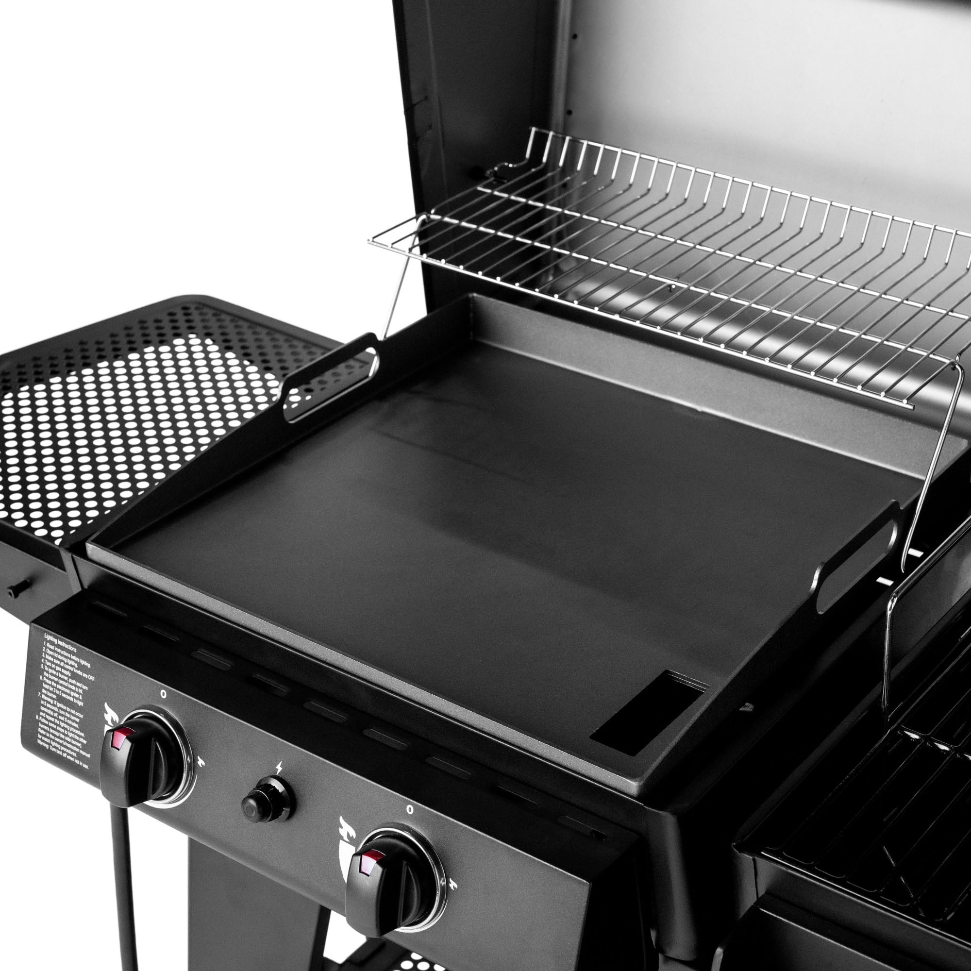 Char-Griller Flex Fuel Plus Gas and Charcoal Grill, Griddle and Smoker (Black, 1260 sq in) 2h6kx