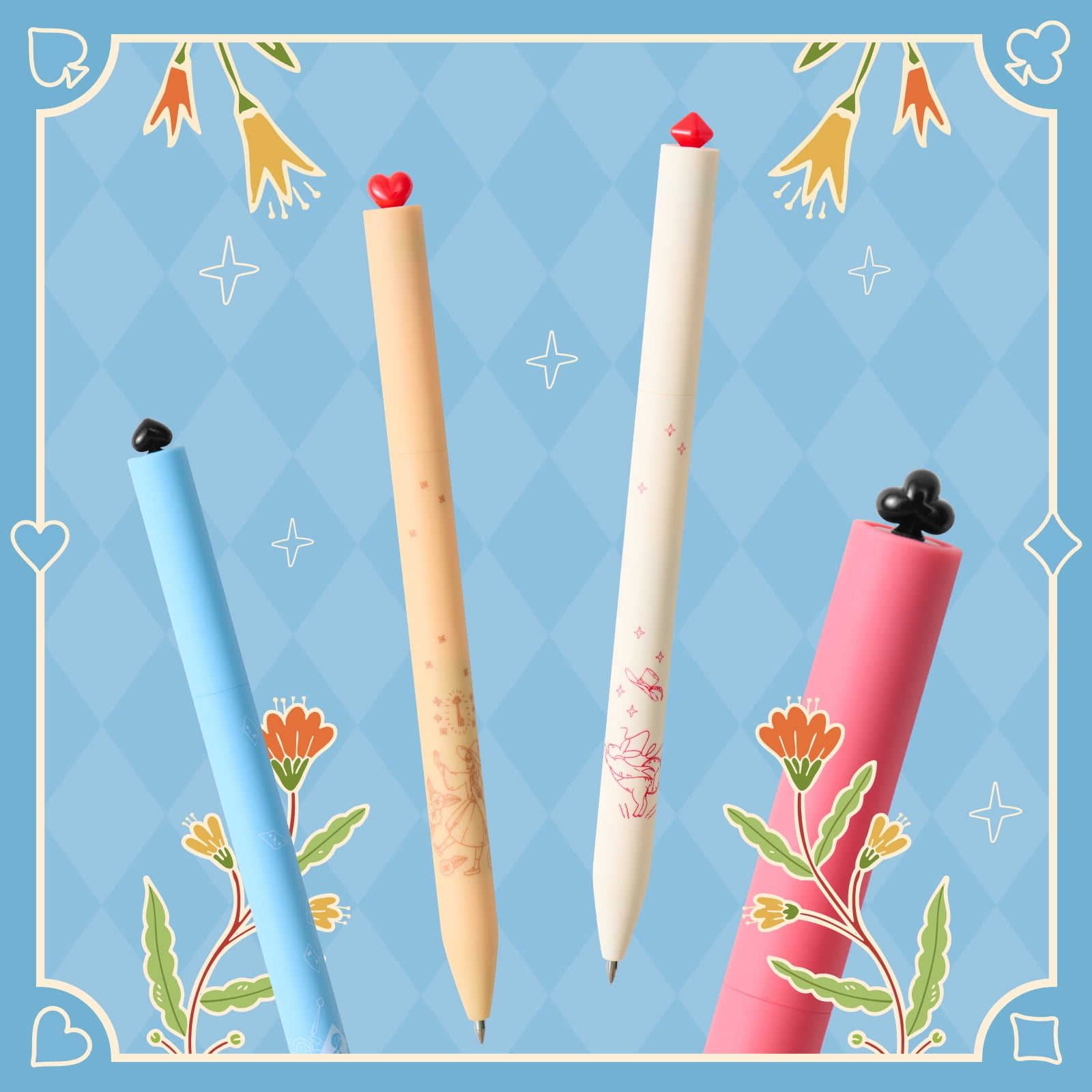 Kaco FIRST Gel Pens Wonderland Garden Series Smooth Writing Quick-Dry Ink (Black, 4 Pack, 0.02 in) w5jjb