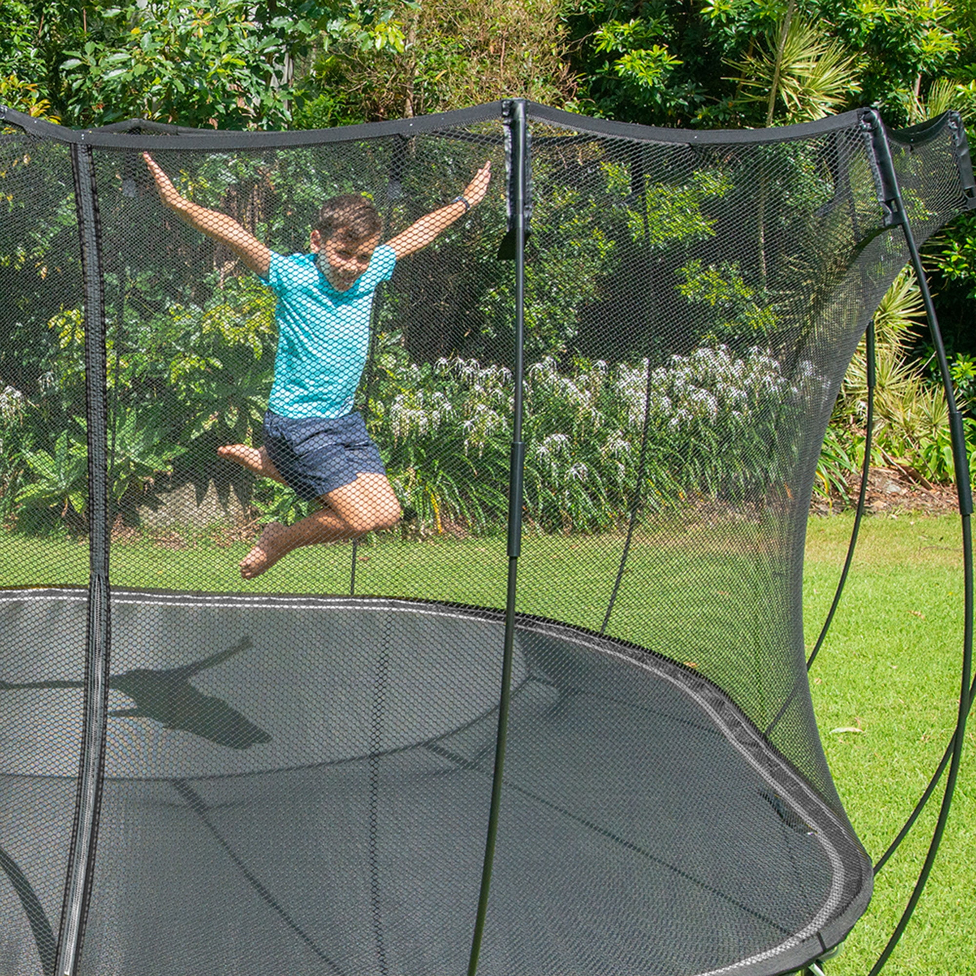 Springfree 11 Ft Large Square Backyard Trampoline with Safety Enclosure (Black, 11 ft) gulpb