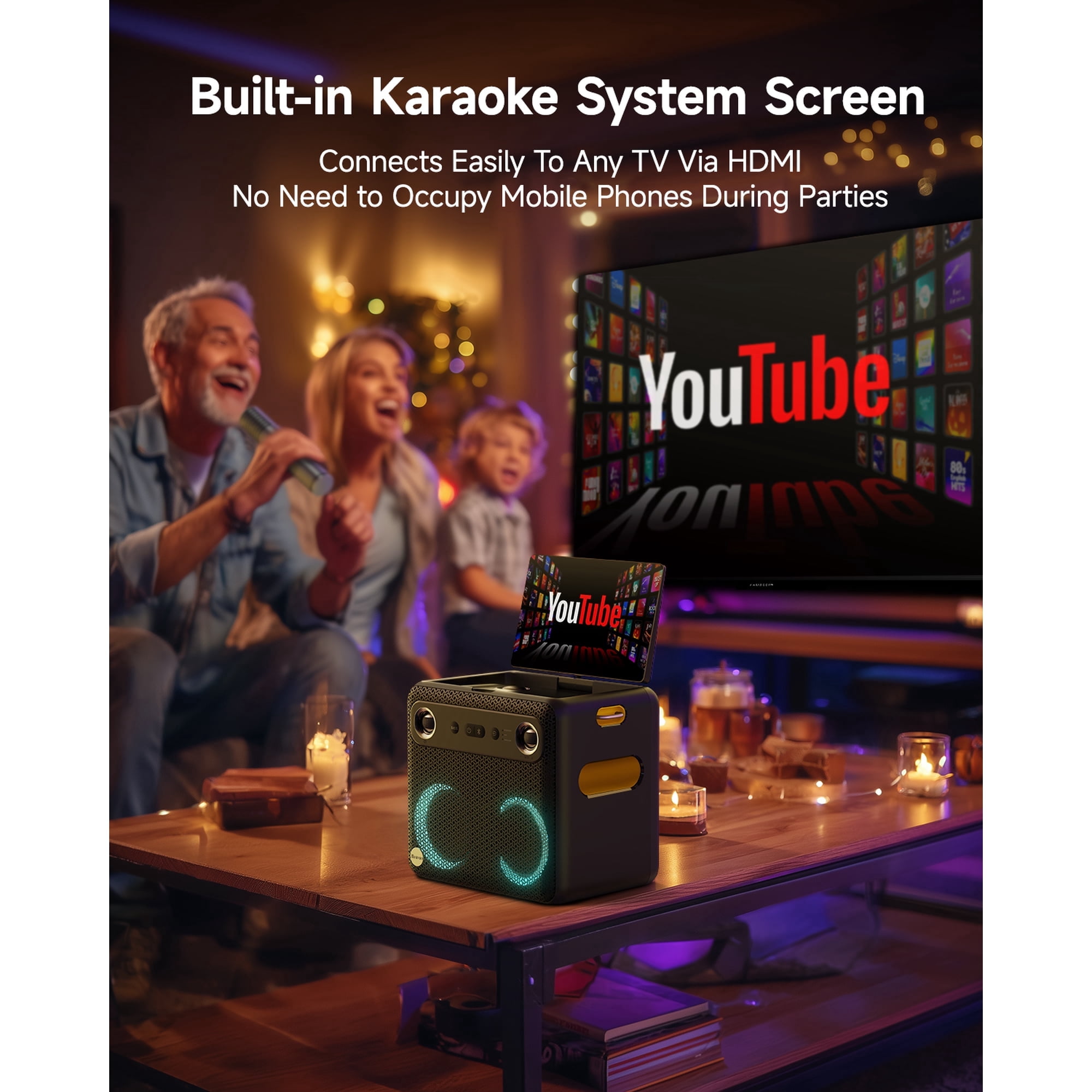Ikarao Smart Karaoke Machine with 10.1 in Screen, 2 Wireless Microphones, Portable Bluetooth Speaker (Black) 05swp