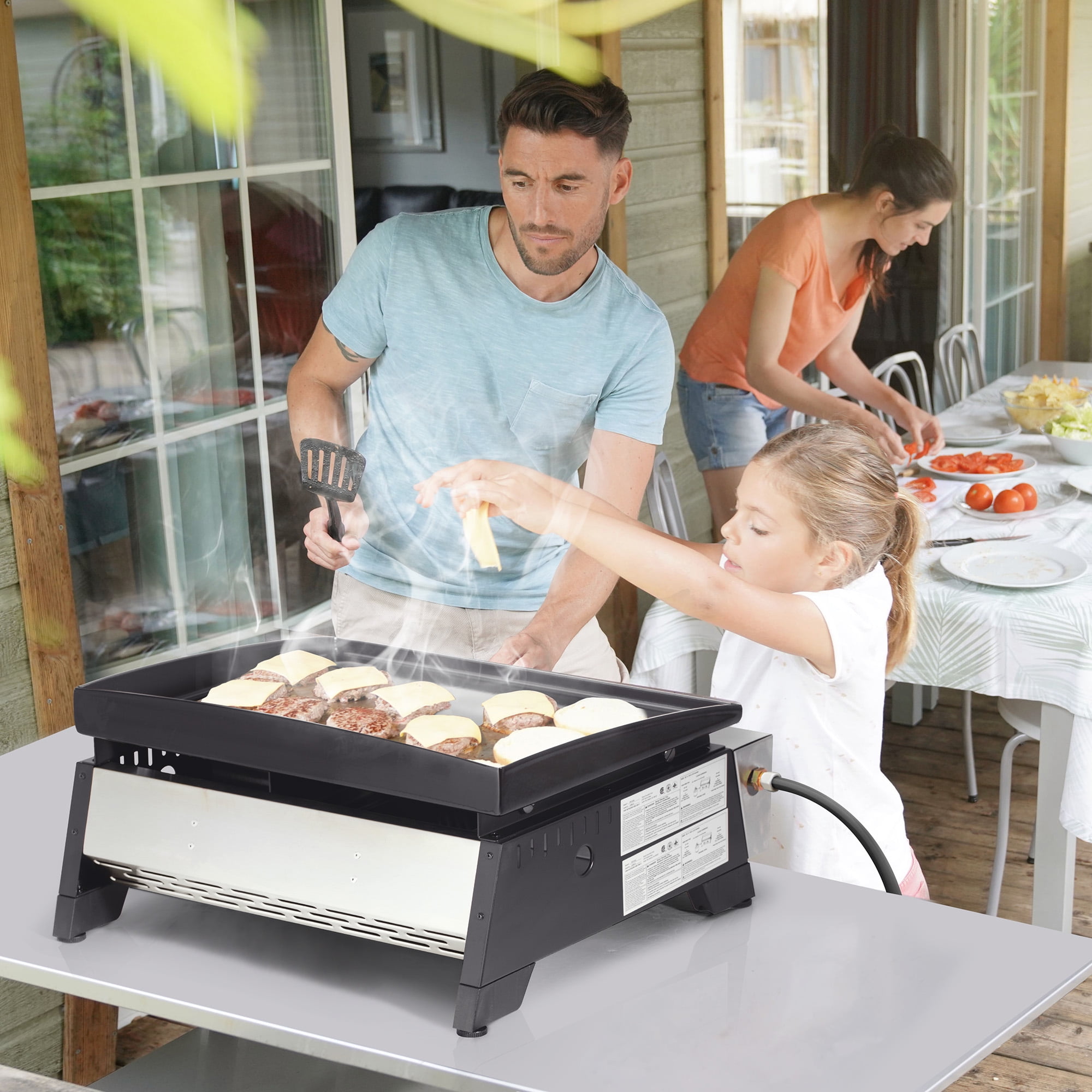 Royal Gourmet PD1204 Portable 17-Inch 2-Burner Tabletop Gas Griddle Grill (Silver, 227 sq. in. Cooking Area) wzk4k