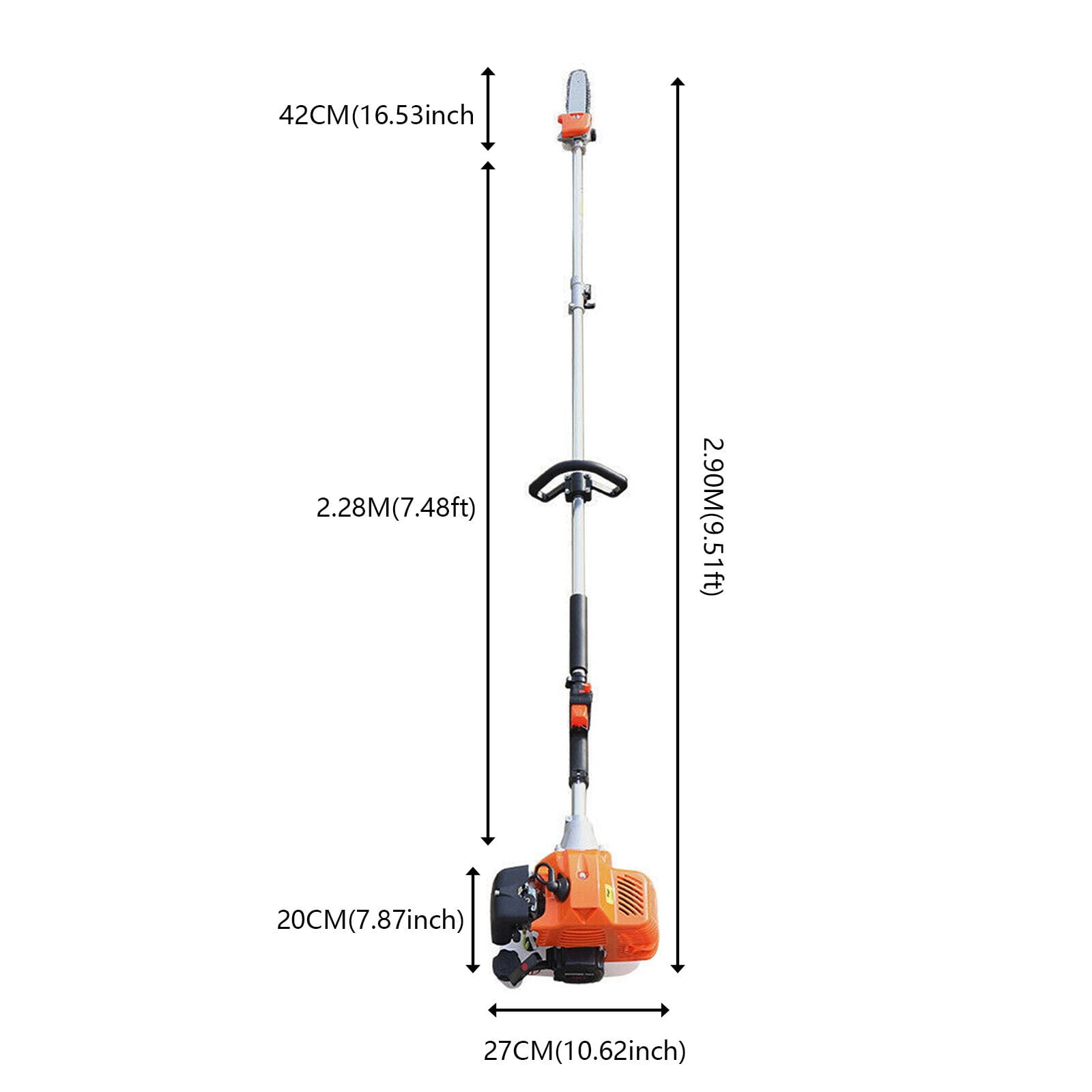 Generic 52cc Gas Pole Saw, High Reach Tree Pruner for Landscaping and Branch Trimming (7.5 ft) mmqy7