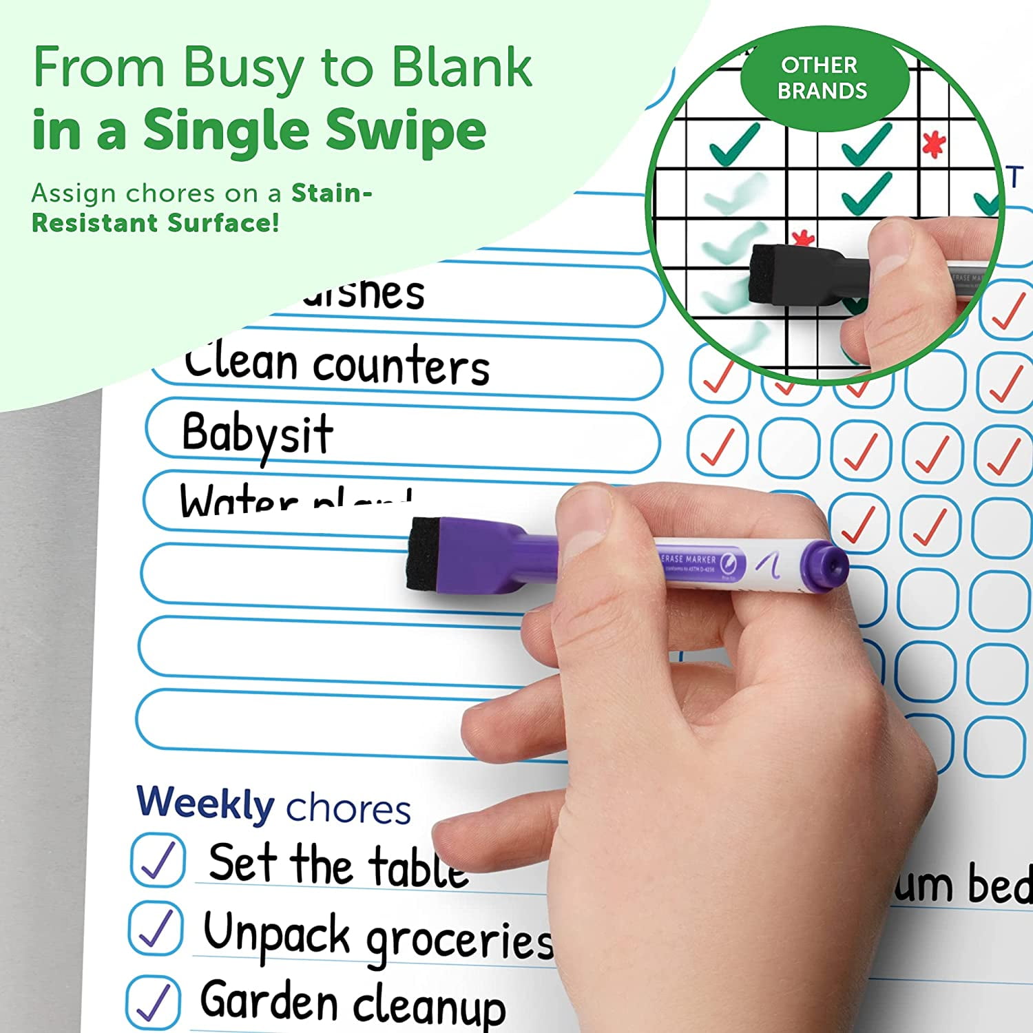 KEDUDES Magnetic Dry Erase Whiteboard Set with Colored Markers and Eraser Caps (White, 10 in x 10 in) 9zqhp