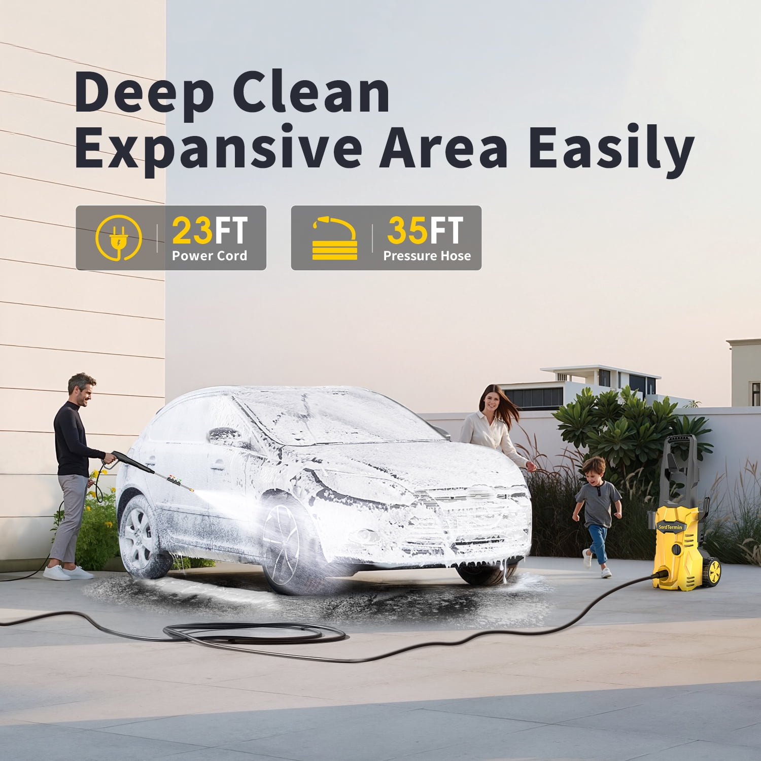 Flybrother Electric Pressure Washer with Foam Cannon and 4 Quick-Connect Nozzles (35 ft Hose, 20 ft Power Cord) flpzd