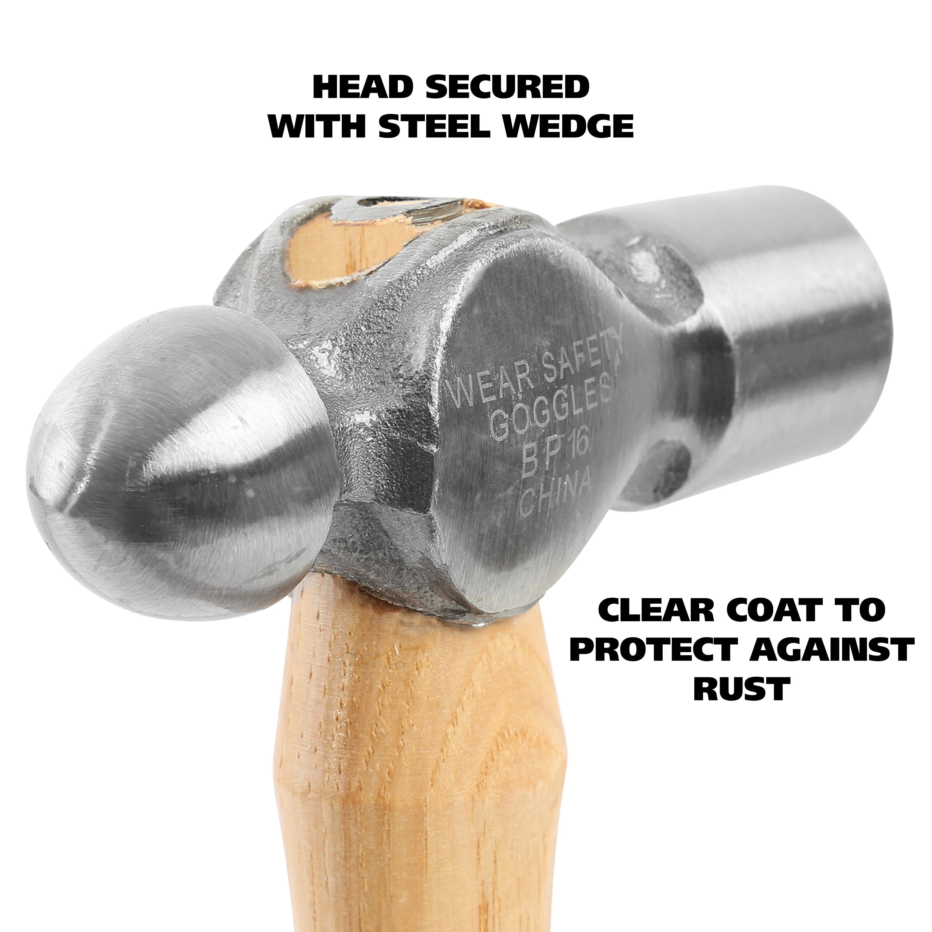 GreatNeck Ball Peen Hammer, Drop Forged Steel Head with Hickory Handle (Brown, 16 oz) edgup