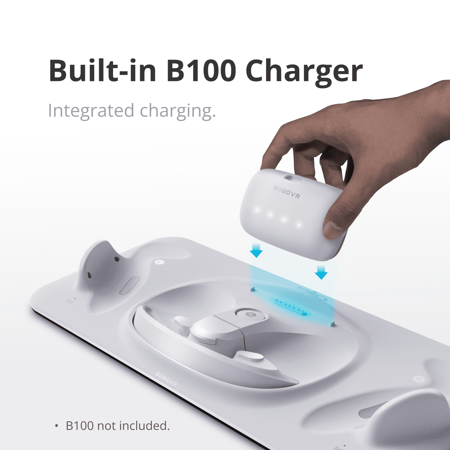 BOBOVR D3 Charging Dock All-in-One Power Station for Meta Quest 3 Headset Controllers and B100 Battery (White, 1 Unit) pghcc