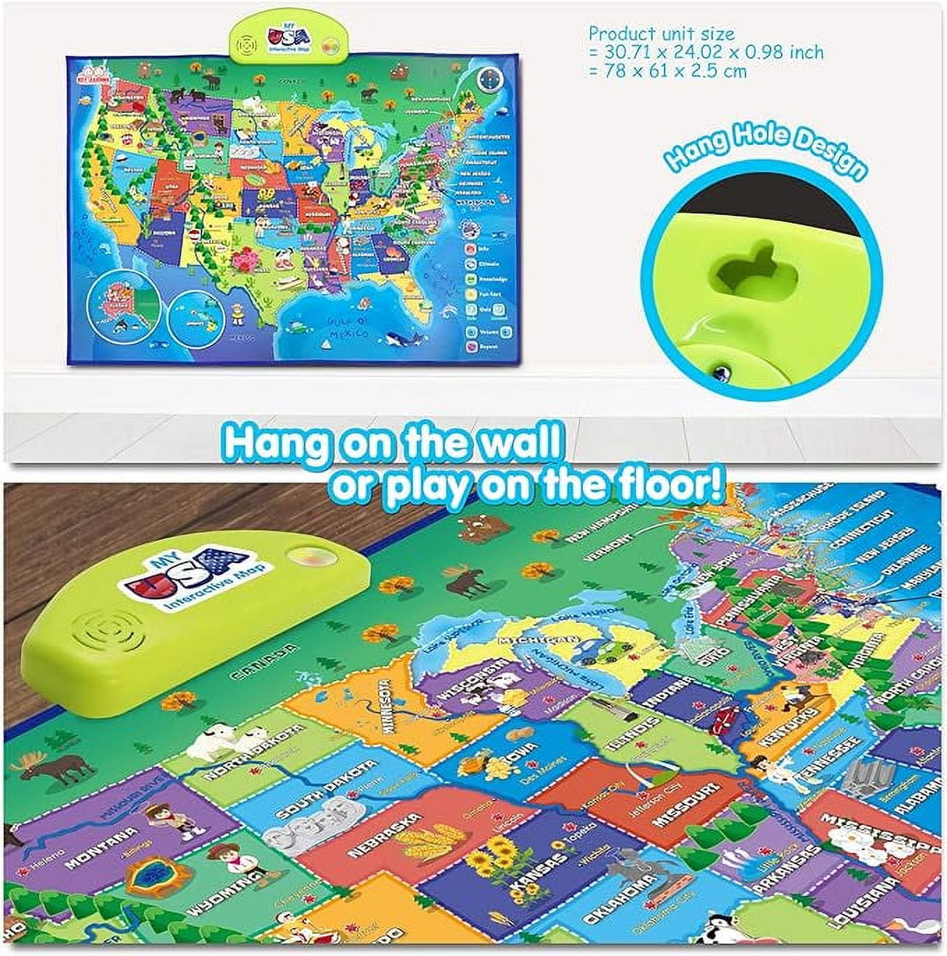 BEST LEARNING Interactive USA Map Electronic Talking Poster (Blue, 31 in x 21 in) 9xff1