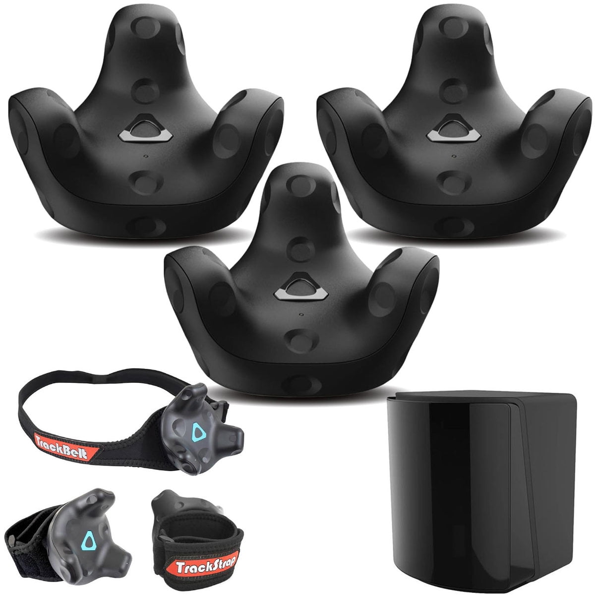 HTC VIVE Tracker 3.0 Full Body Tracking VR Bundle with SteamVR Base Station 2.0, TrackBelt, and 2 TrackStraps (Black, 3 Pack) wzh19