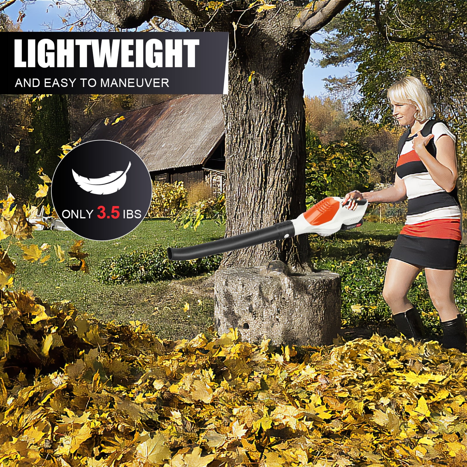 Torio Cordless Leaf Blower, 5-Speed Electric Power Sweeper with 2 Batteries (White, 3.5 lb) y9qve