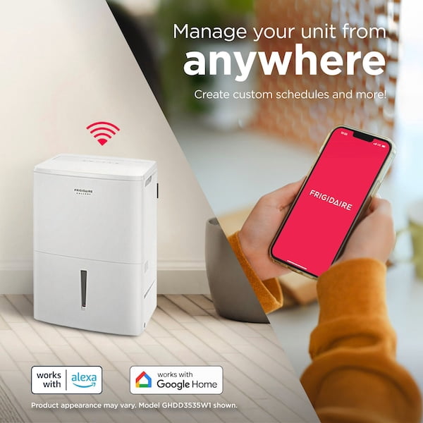 Frigidaire Gallery 2-in-1 Smart Dehumidifier with Wi-Fi and Allergy Filter (White, 35 Pint) rordv