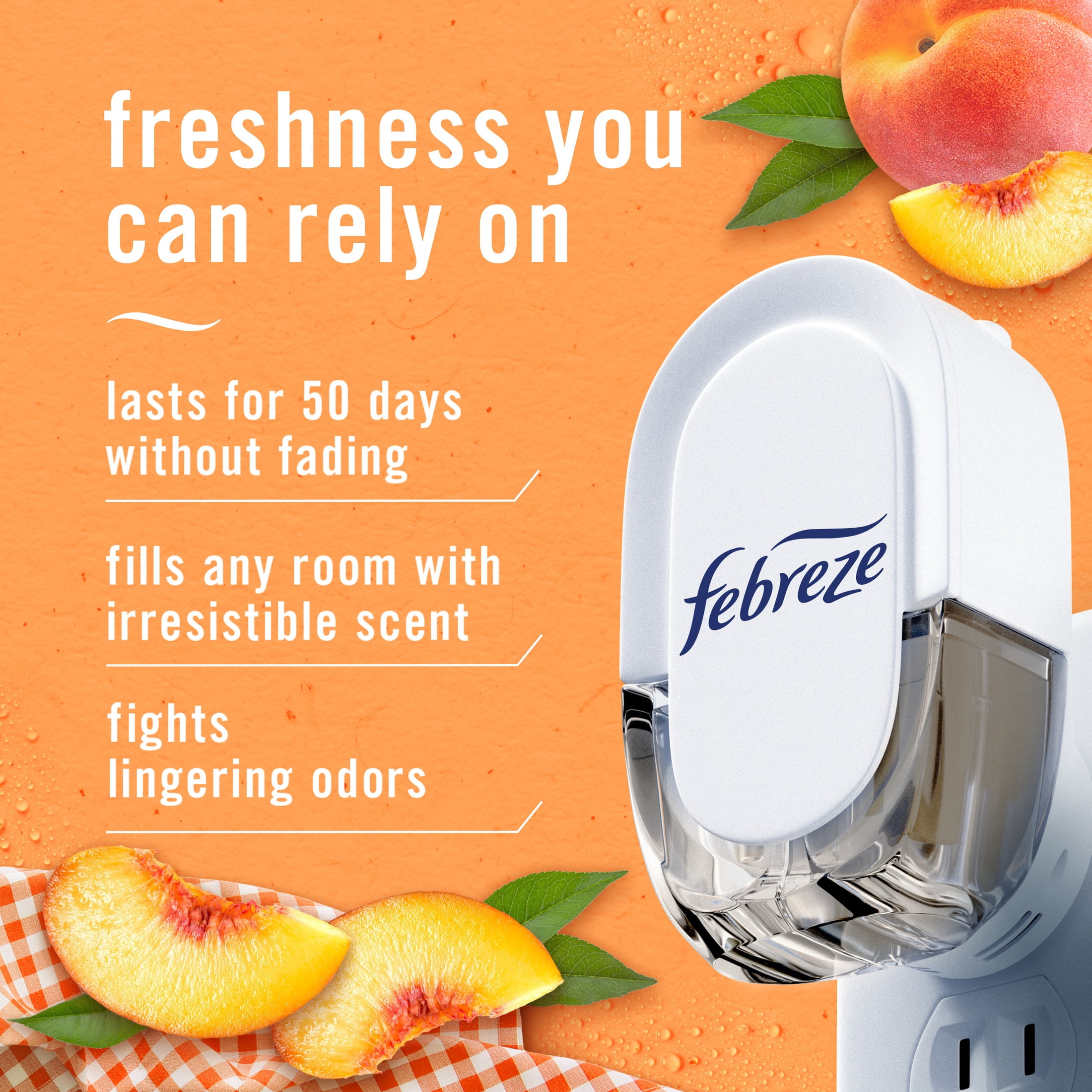 Febreze Fade Defy PLUG Air Freshener Scented Oil Refill, Juicy Peaches (2 Count) dzk2p