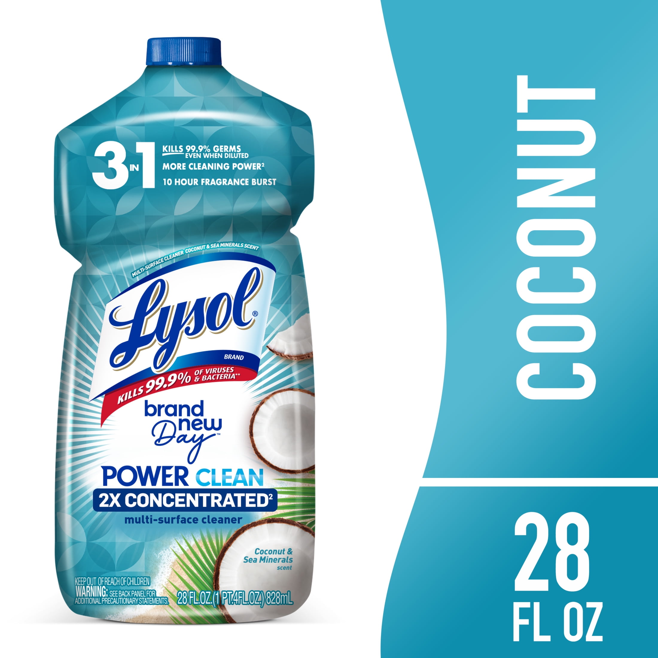 Lysol Multi-Surface Disinfectant Cleaner, Concentrated Floor and Kitchen Solution (Coconut & Sea Minerals, 9 Pack, 28 fl oz) oa3ku